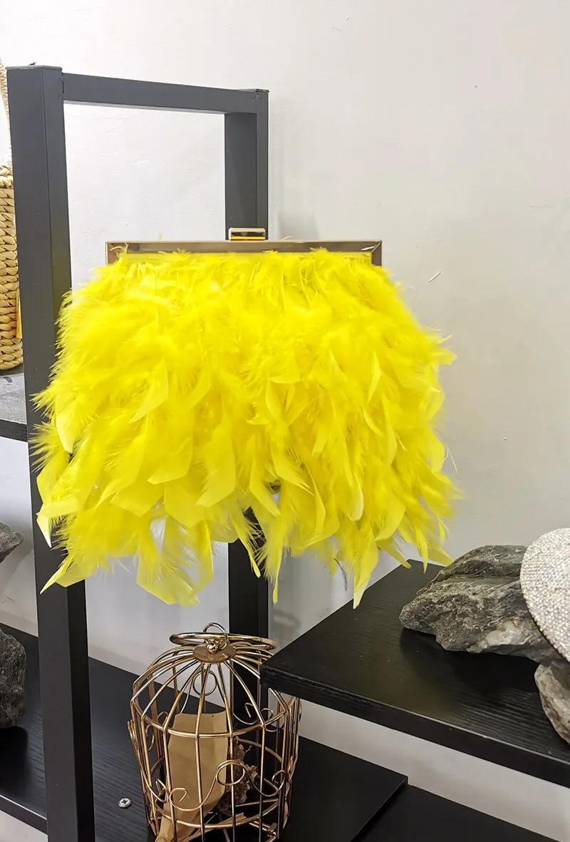 2023 Luxury Fashion Women's Bag Ostrich Fur Feather Tassel Evening Bags Ladies Day Clutches Party Wedding Purses Chain Handbag