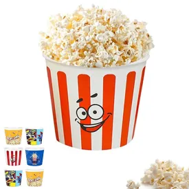 6 Pcs Popcorn Plastic Bucket Containers Bowl Tubs Reusable Movie Night Set Home