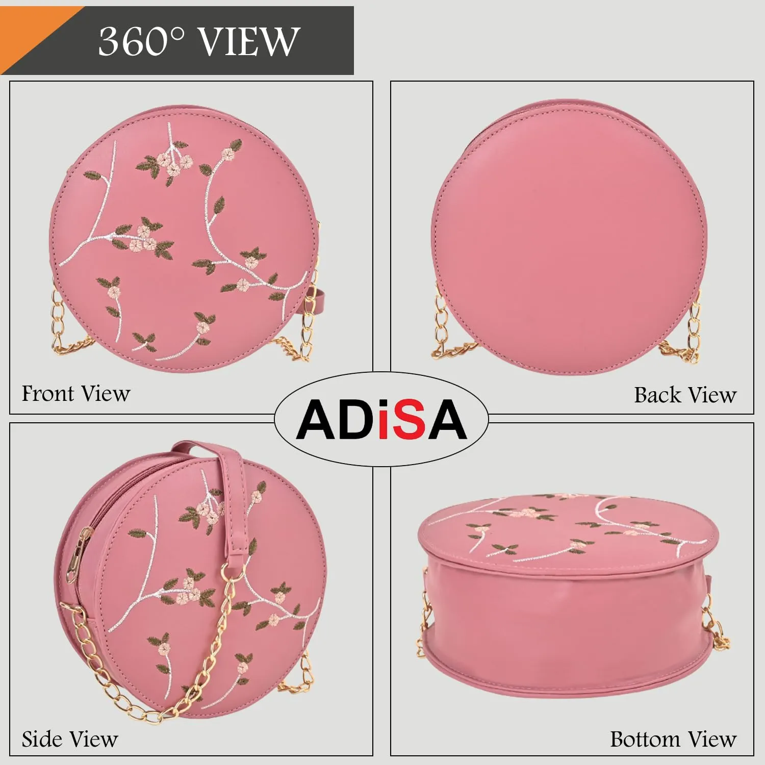 ADISA women girls embroided sling bag (D. Pink)