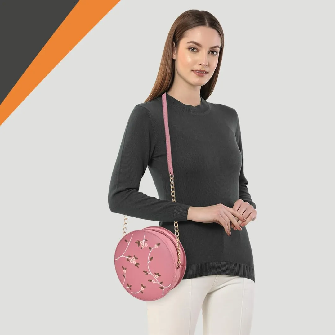 ADISA women girls embroided sling bag (D. Pink)