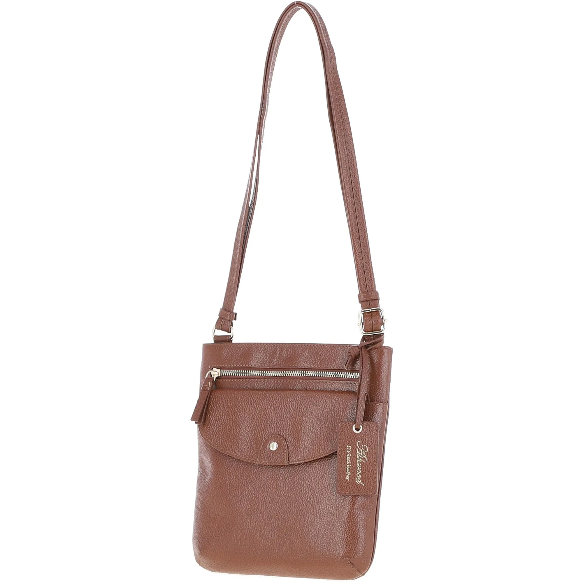 Ashwood Leather - Tan Leather Crossbody Bag with a Zip & Flap Over Pocket  - CB5