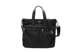 Authentic Prada Black Re-Nylon Pocket Tote Shoulder Bag