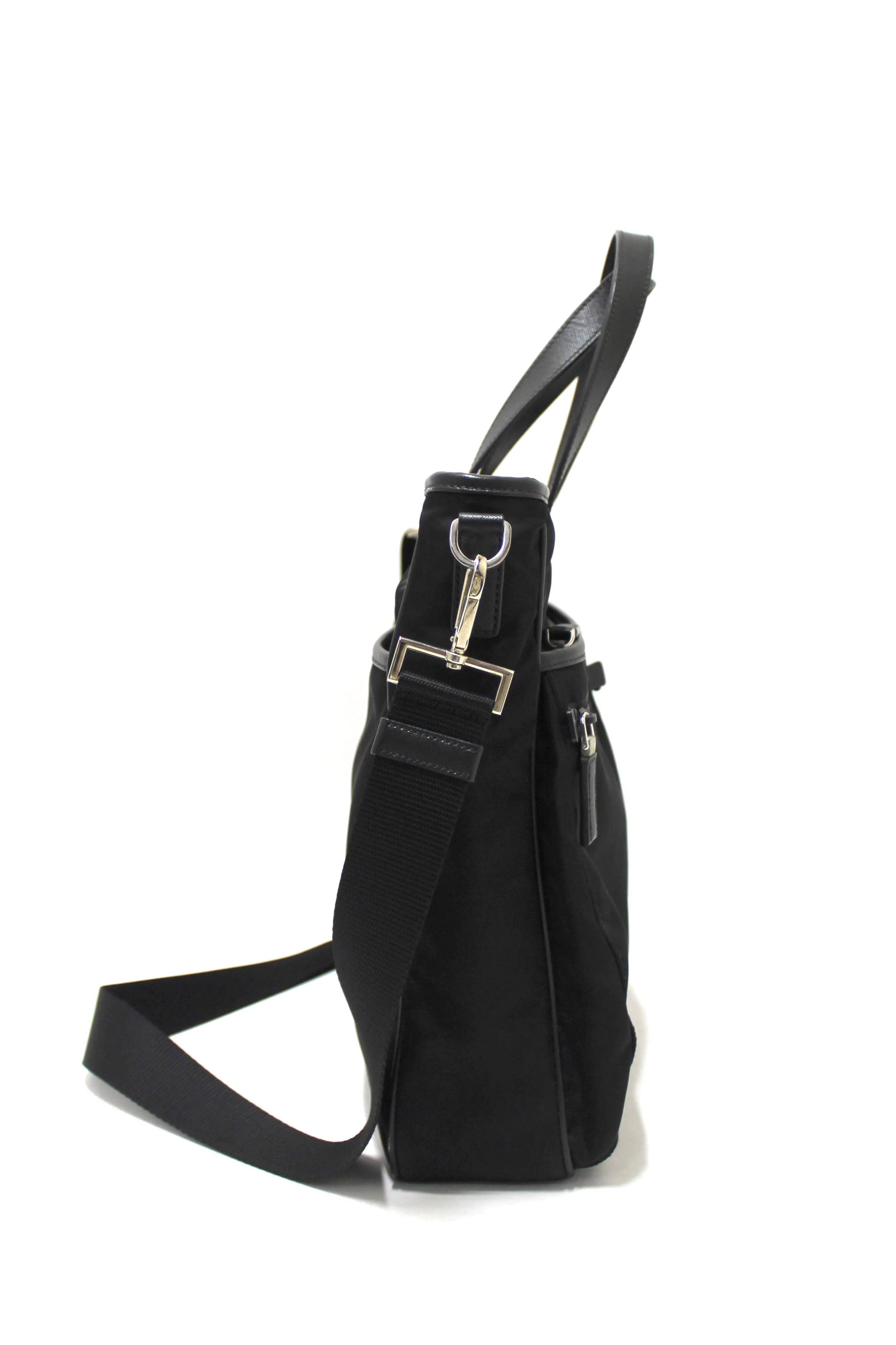 Authentic Prada Black Re-Nylon Pocket Tote Shoulder Bag