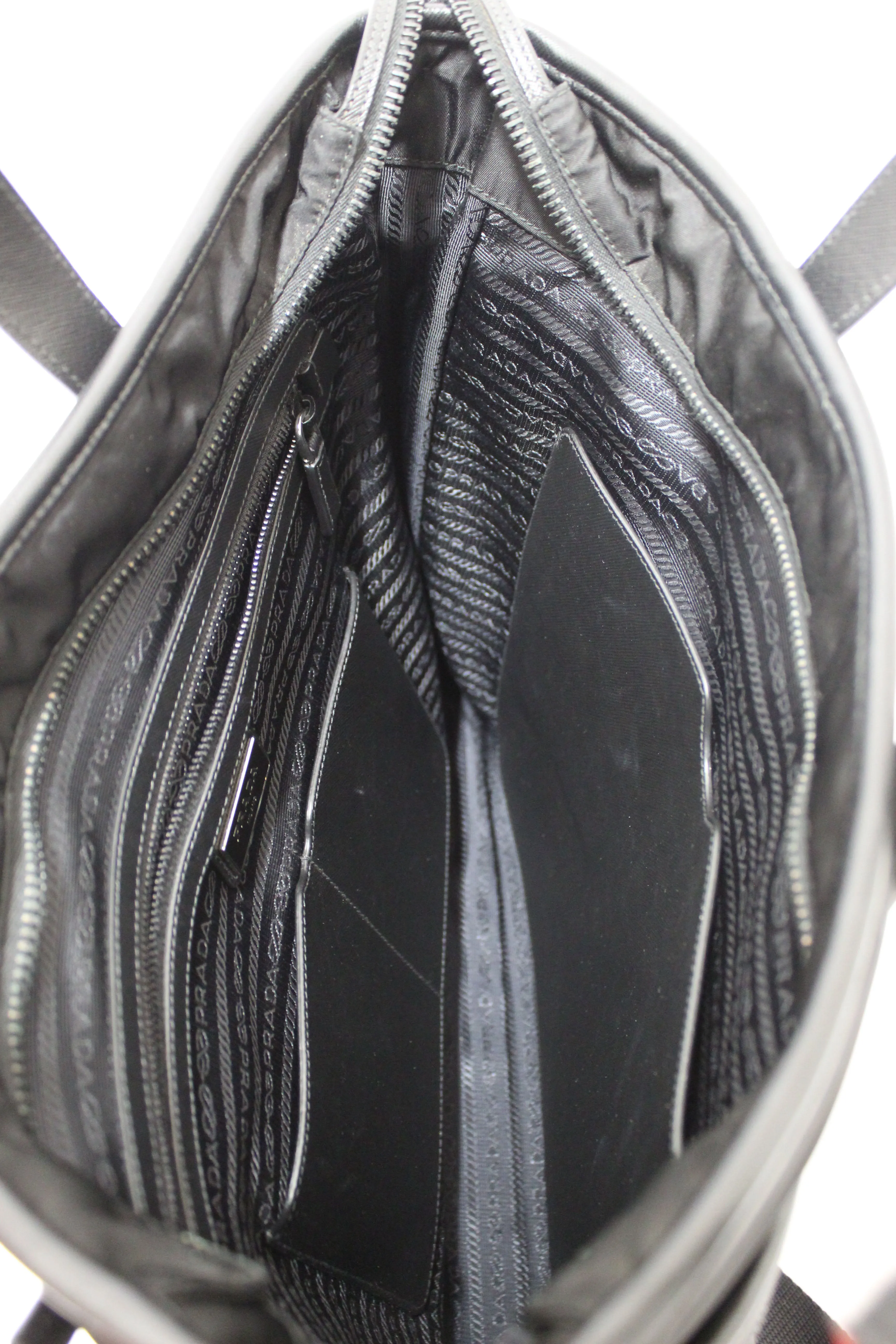 Authentic Prada Black Re-Nylon Pocket Tote Shoulder Bag