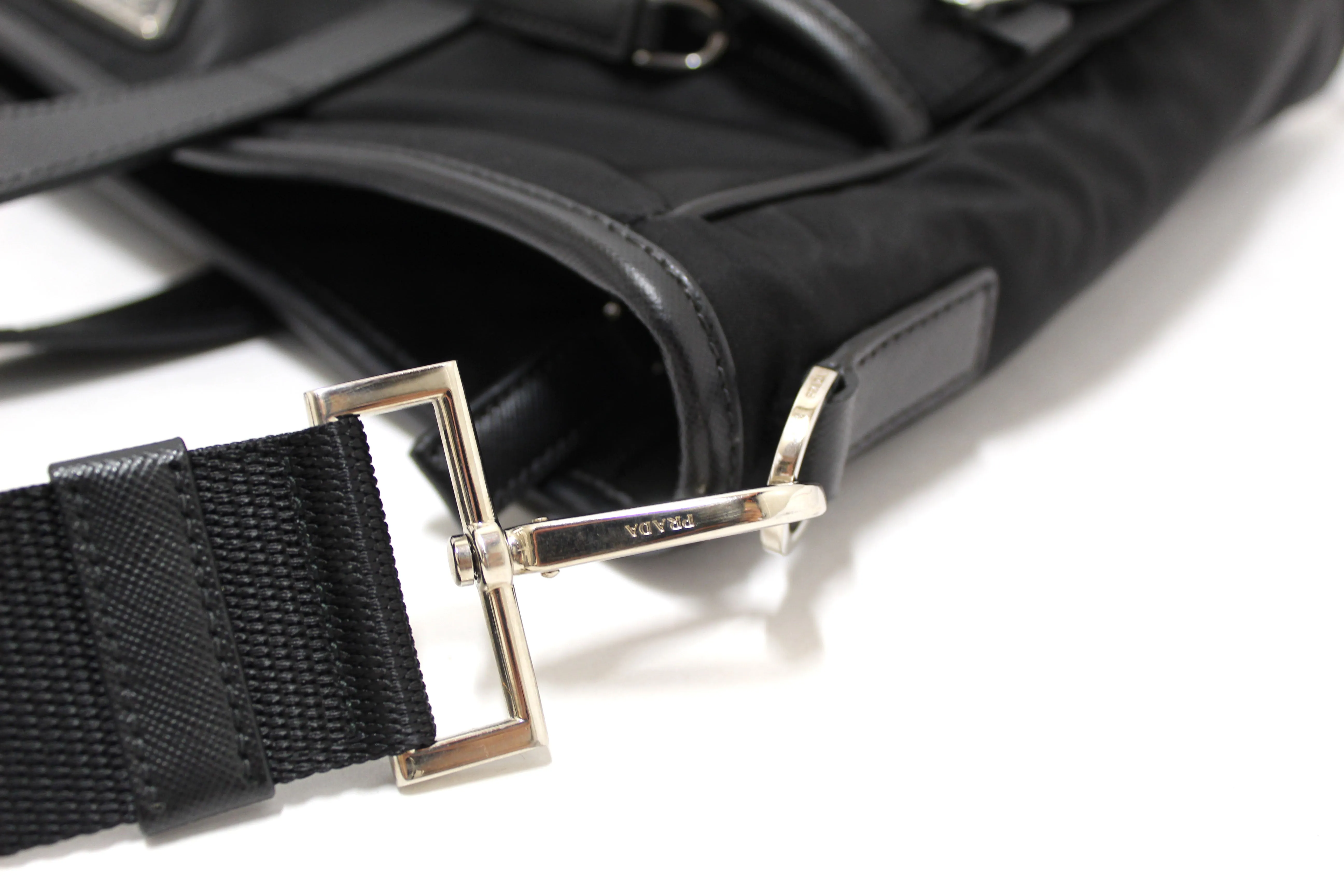 Authentic Prada Black Re-Nylon Pocket Tote Shoulder Bag