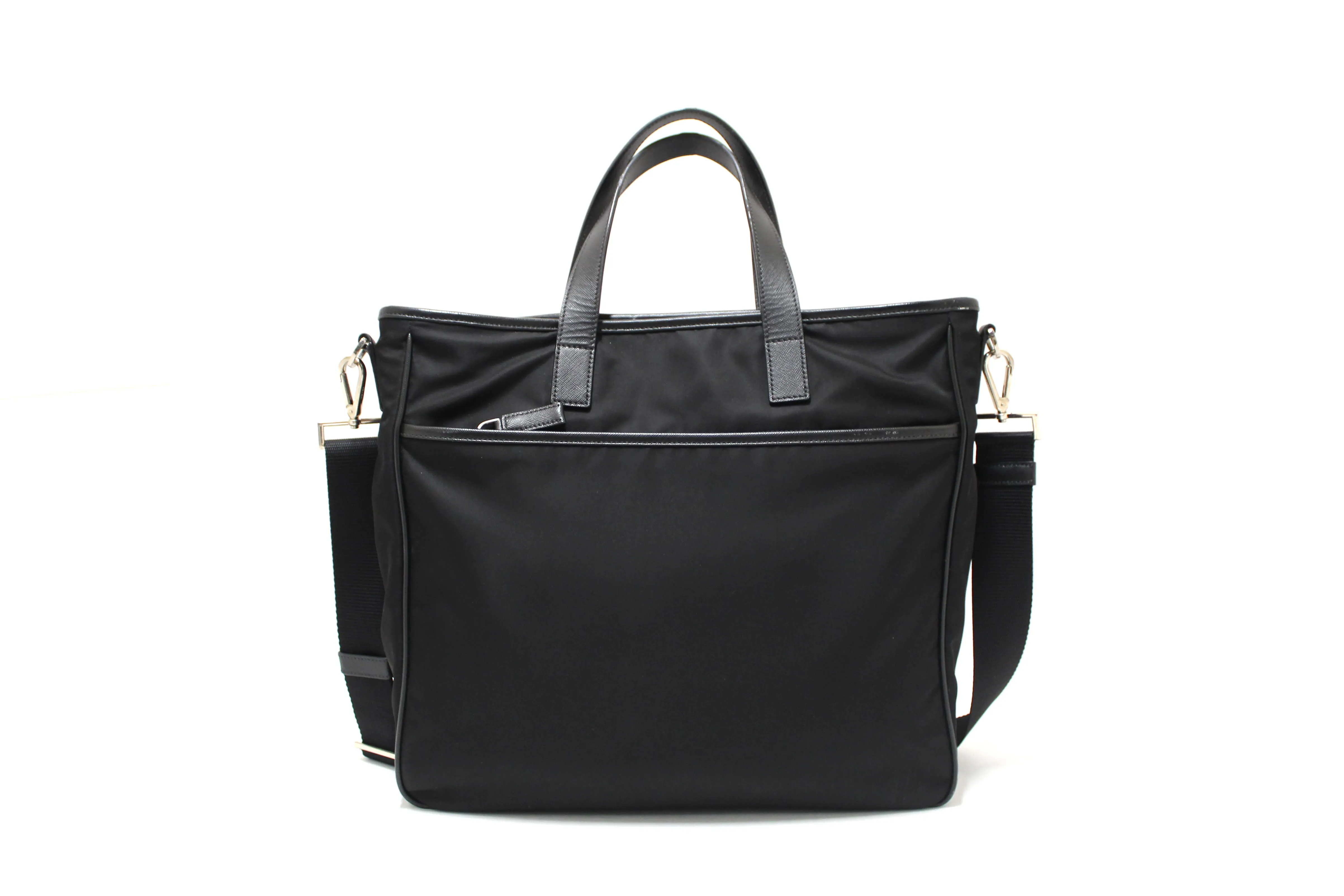 Authentic Prada Black Re-Nylon Pocket Tote Shoulder Bag