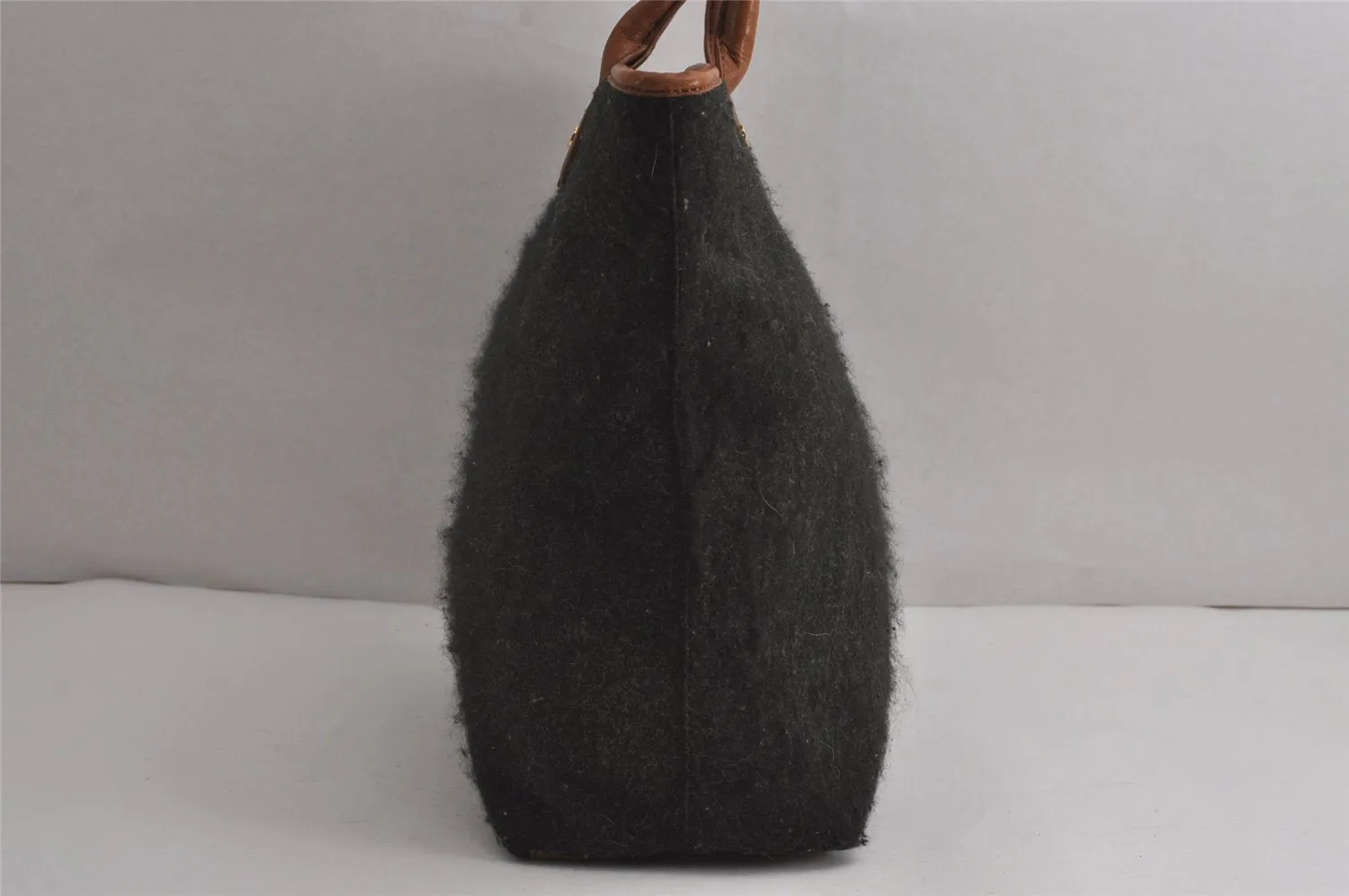 Authentic TORY BURCH Vintage Wool Leather Shoulder Tote Bag Gray 7617J