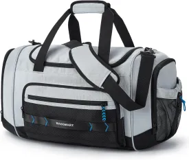 BAGSMART Sports Gym Bag, 37L Travel Duffel Bag Carry-on Bag, Lightweight Weekend Overnight Bag with Shoe Compartment & Wet Pocket, Water-resistant Workout Duffle Bag for Travel Gym- Grey