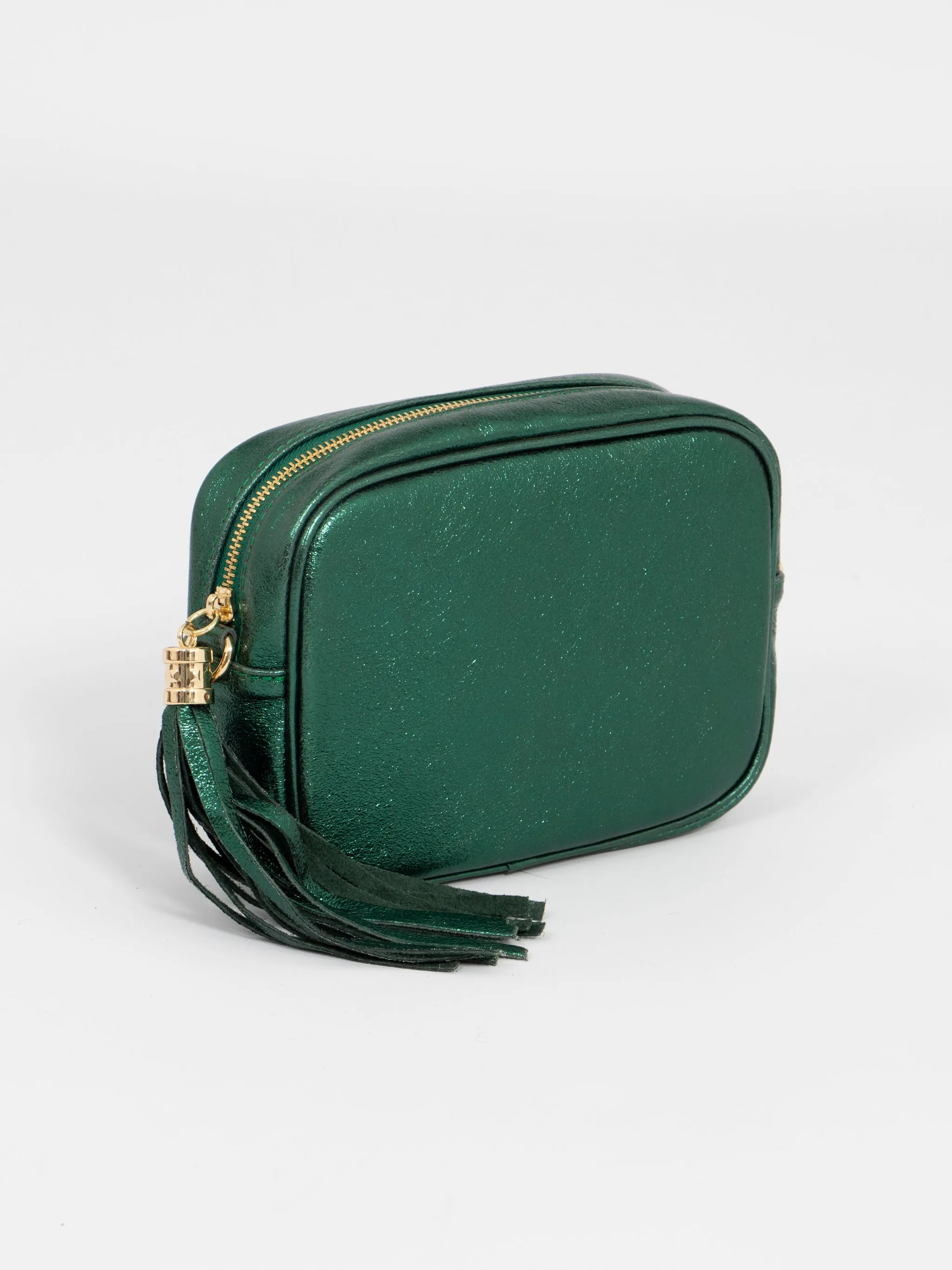 Beau - Italian Leather Crossbody Bag - Green, Metallic