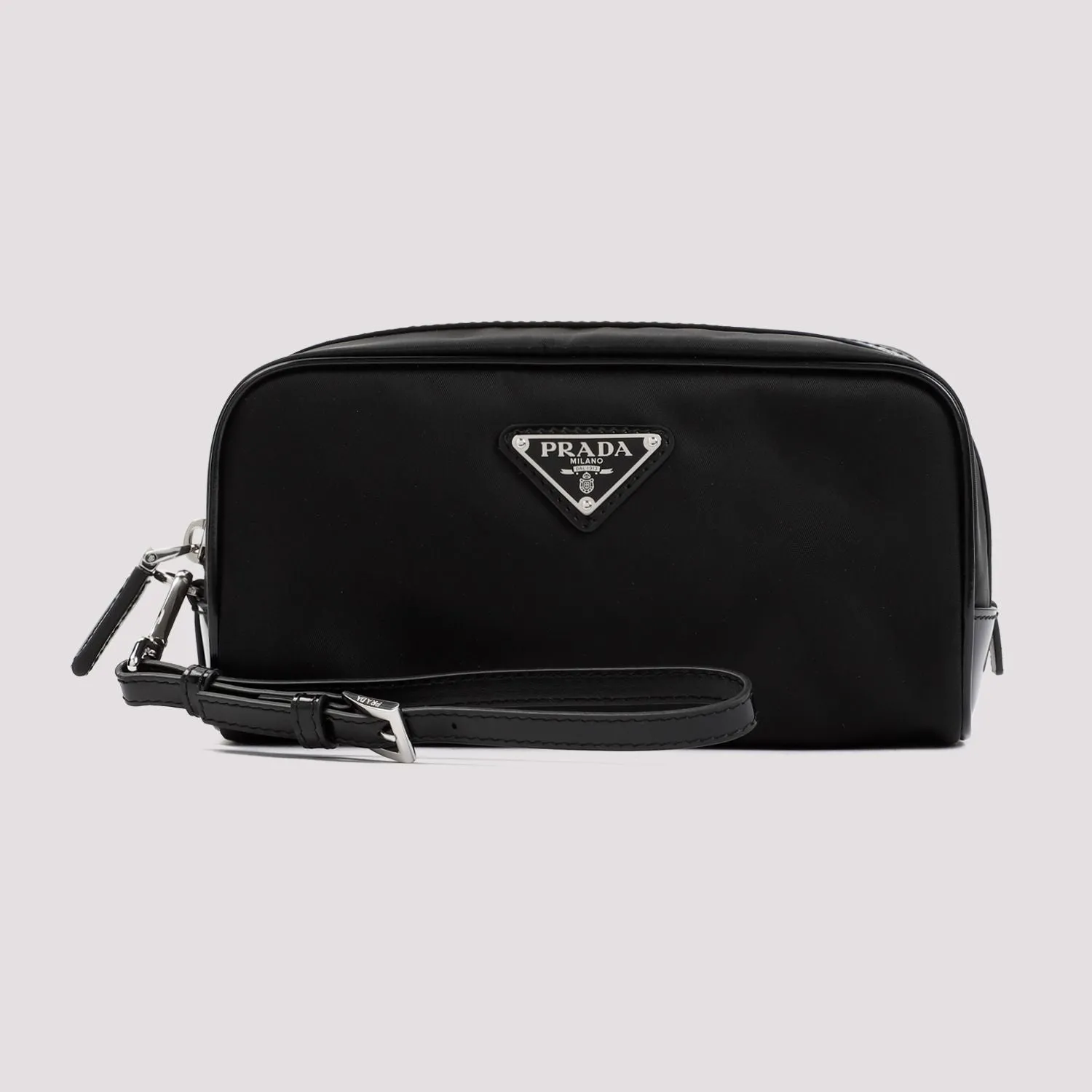 BLACK RE-NYLON AND BRUSHED LEATHER CARRIER