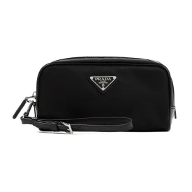 BLACK RE-NYLON AND BRUSHED LEATHER CARRIER