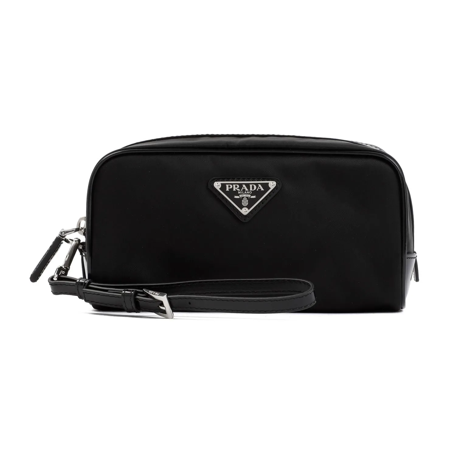 BLACK RE-NYLON AND BRUSHED LEATHER CARRIER
