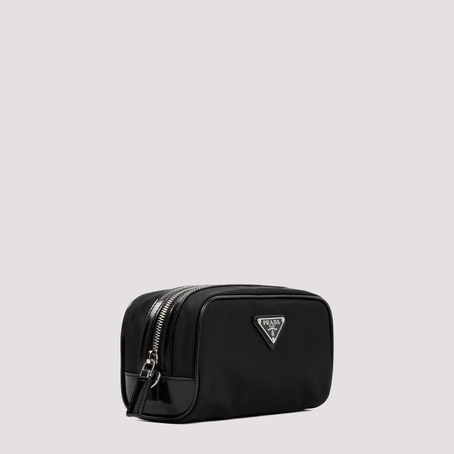 BLACK RE-NYLON AND BRUSHED LEATHER CARRIER