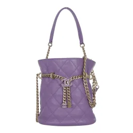 Chanel CC Chain Drawstring Bucket Bag Purple 07363B