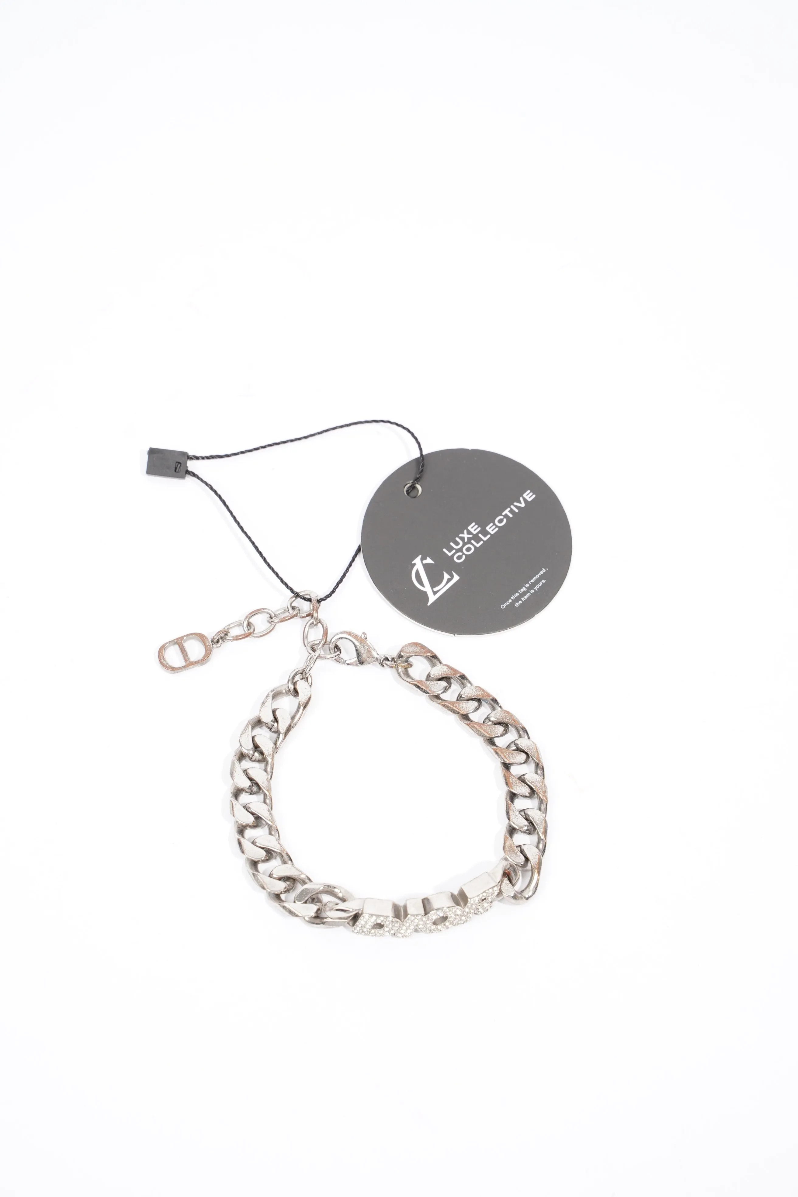 Christian Dior Chain Link Logo Bracelet Silver Base Metal