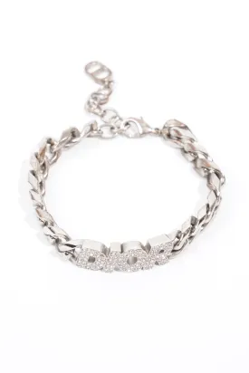 Christian Dior Chain Link Logo Bracelet Silver Base Metal