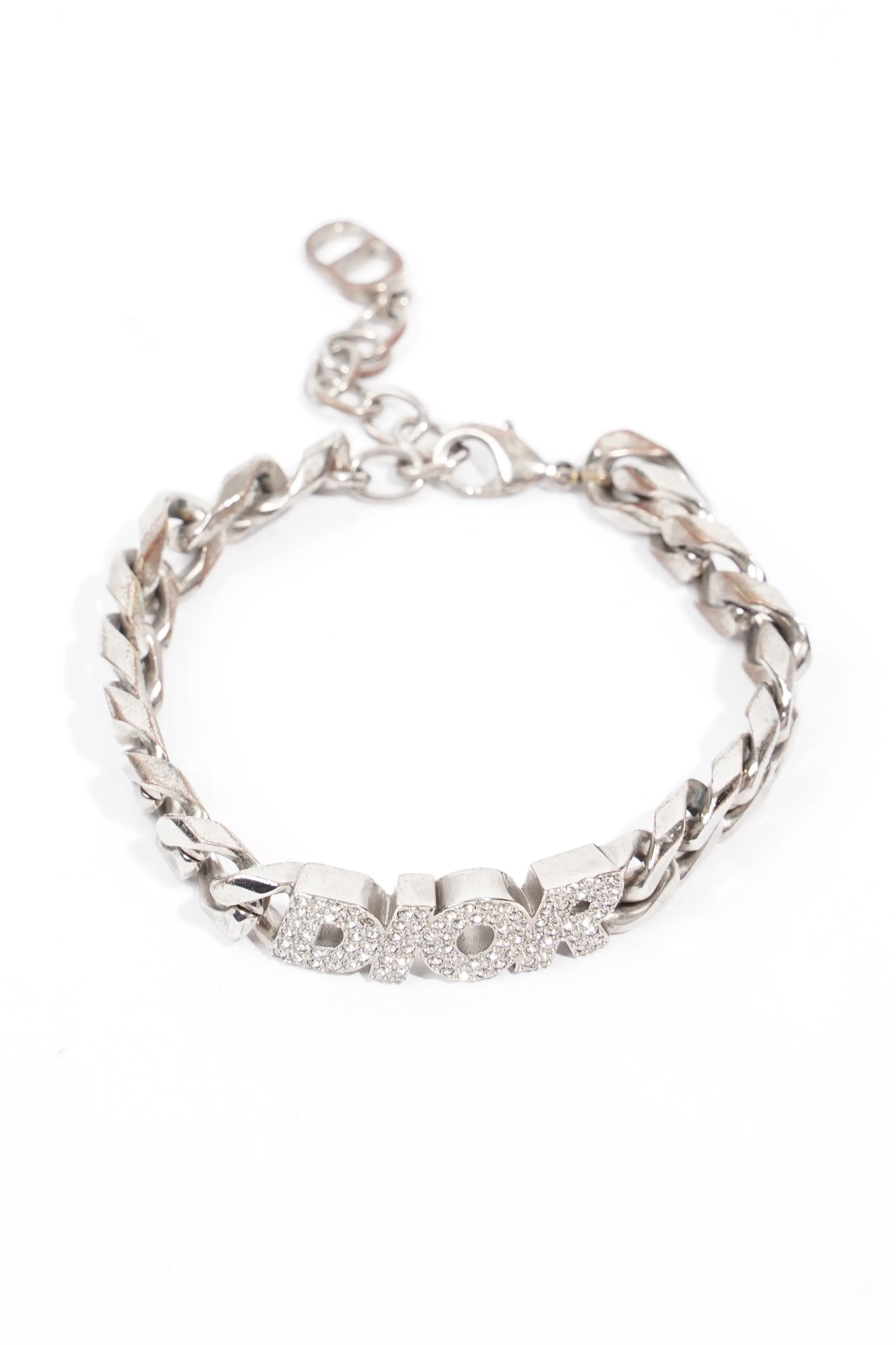 Christian Dior Chain Link Logo Bracelet Silver Base Metal