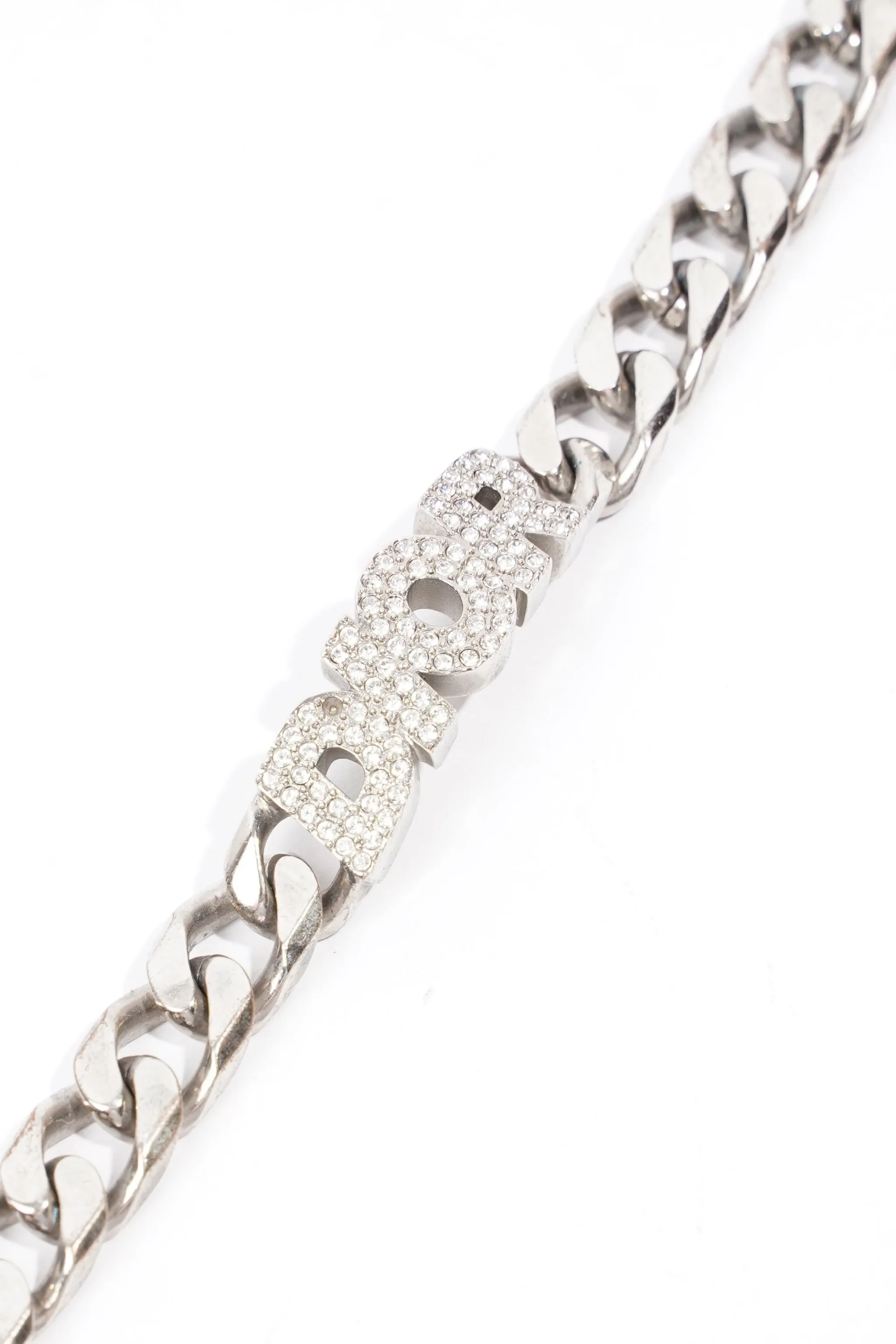 Christian Dior Chain Link Logo Bracelet Silver Base Metal