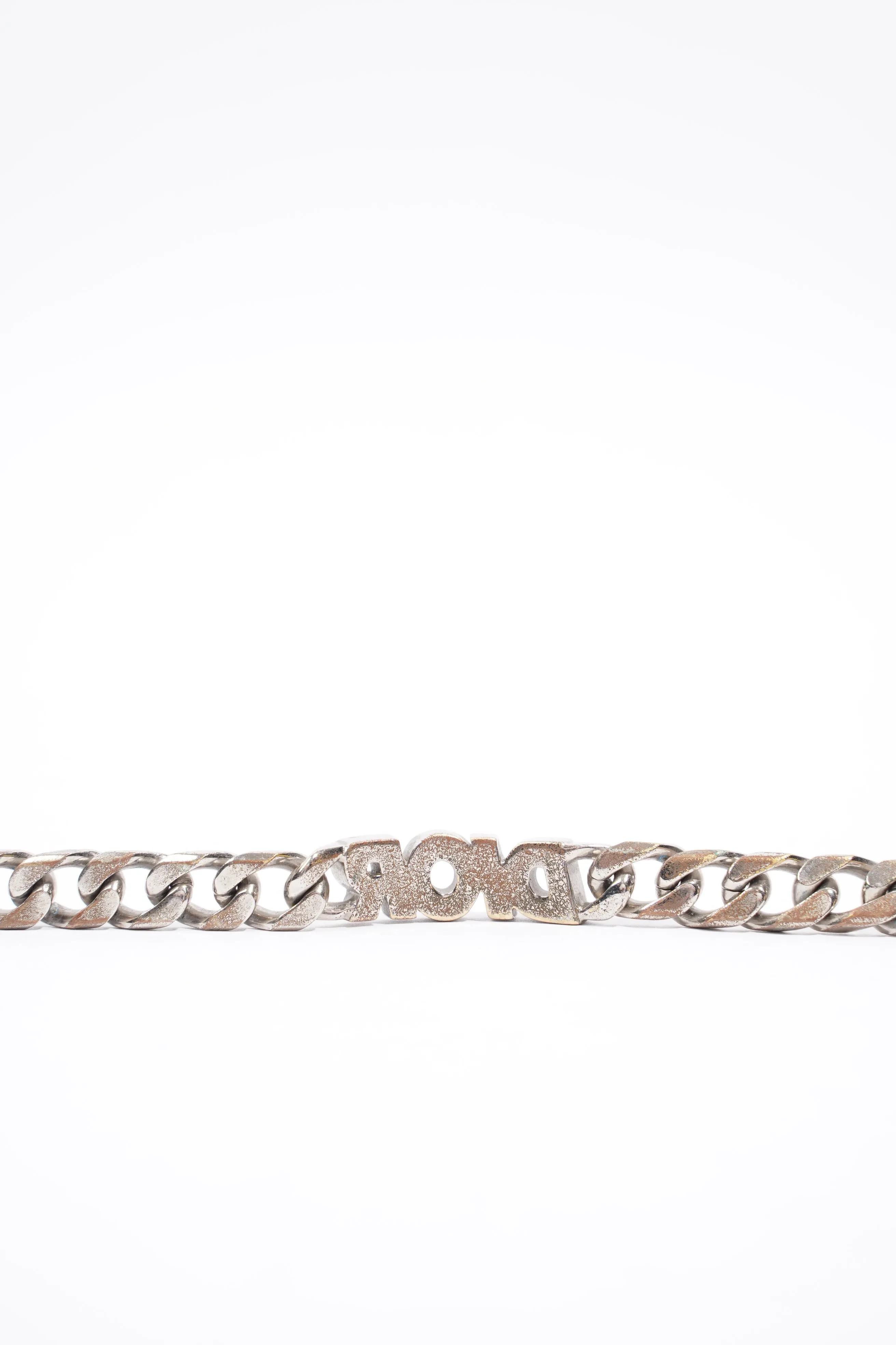 Christian Dior Chain Link Logo Bracelet Silver Base Metal