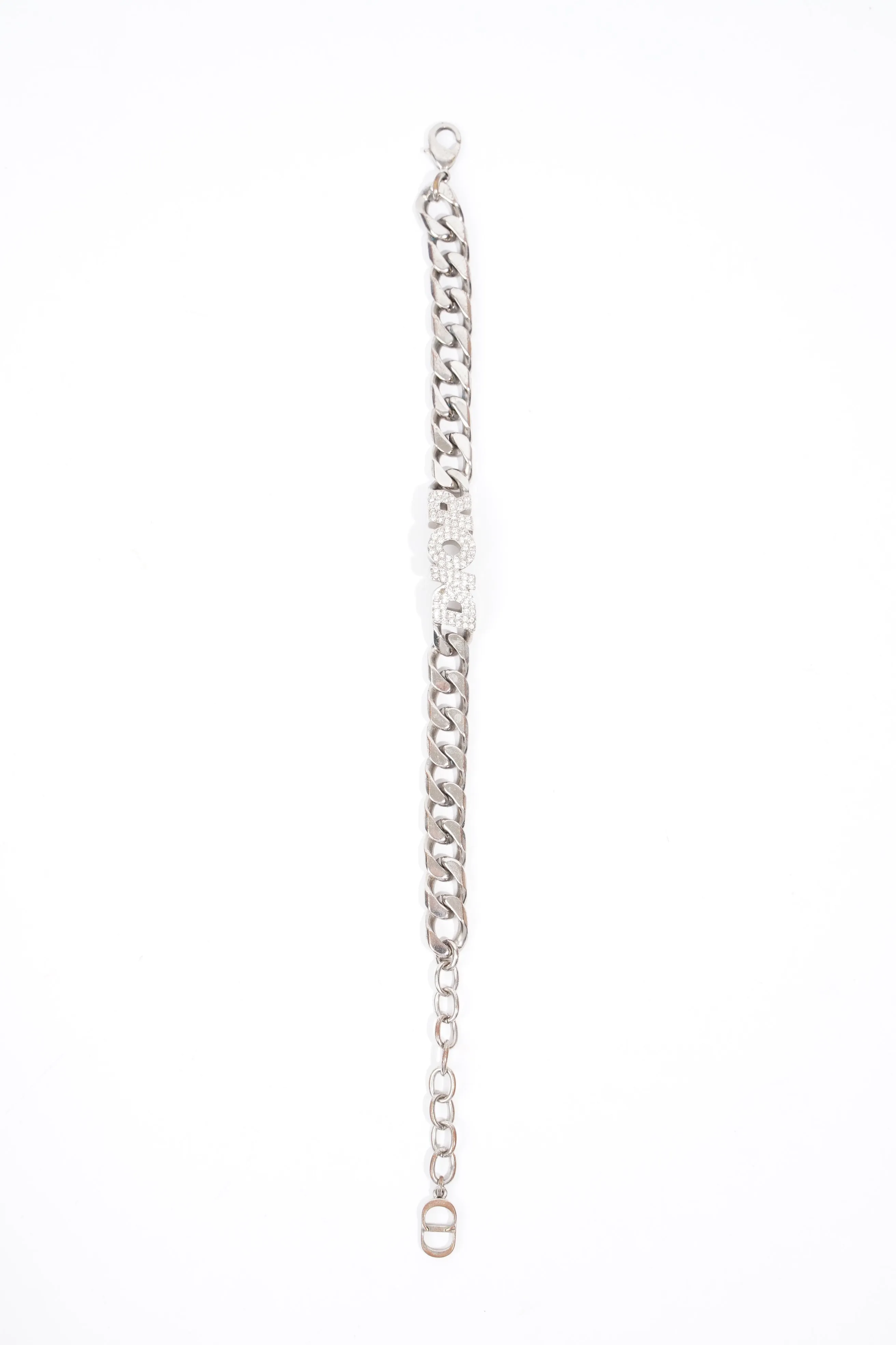 Christian Dior Chain Link Logo Bracelet Silver Base Metal
