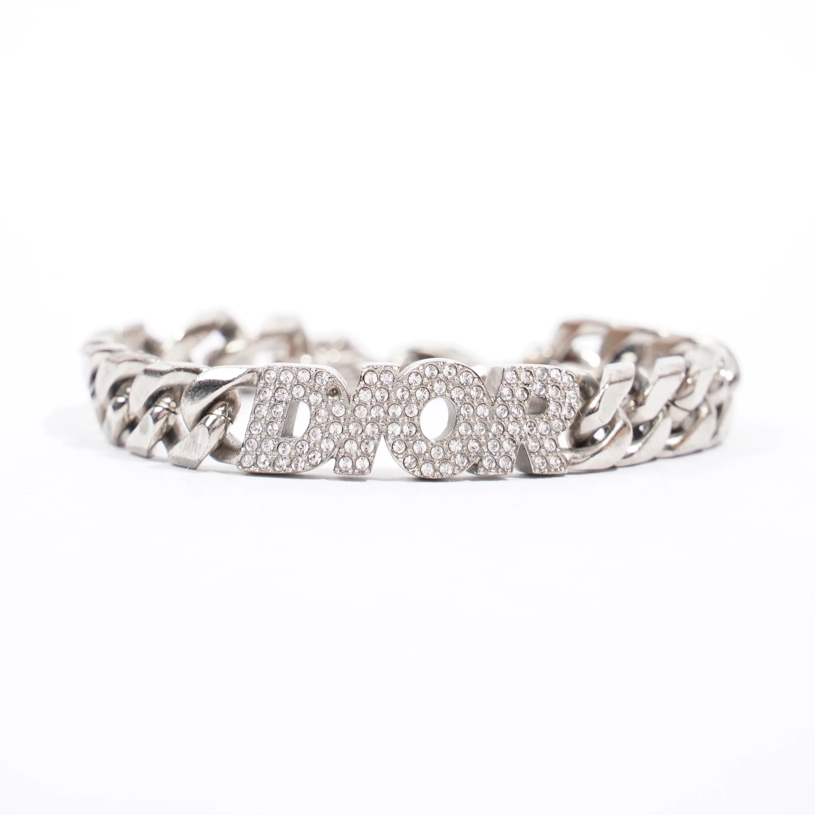 Christian Dior Chain Link Logo Bracelet Silver Base Metal