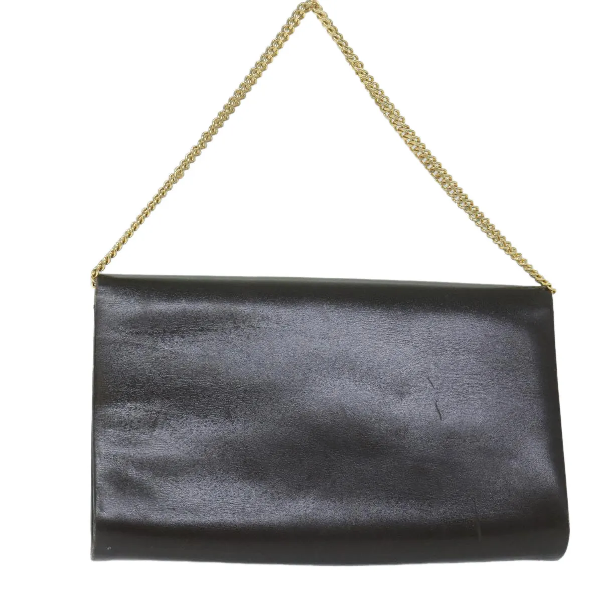 CHRISTIAN DIOR Chain Shoulder Bag Leather Brown Auth bs11469