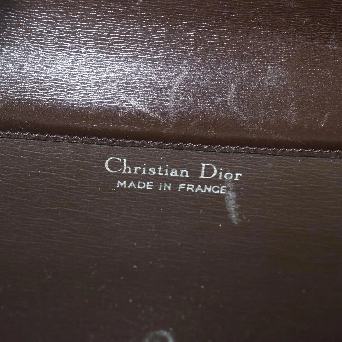 CHRISTIAN DIOR Chain Shoulder Bag Leather Brown Auth bs11469