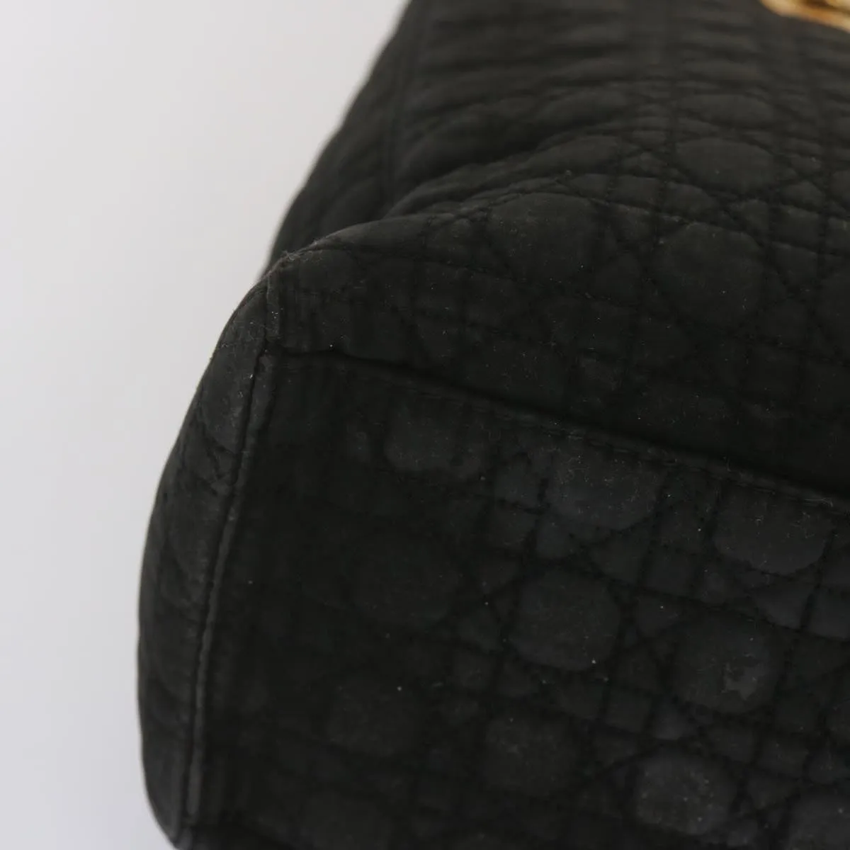 CHRISTIAN DIOR Lady Dior Hand Bag Nylon Black Auth ep3697