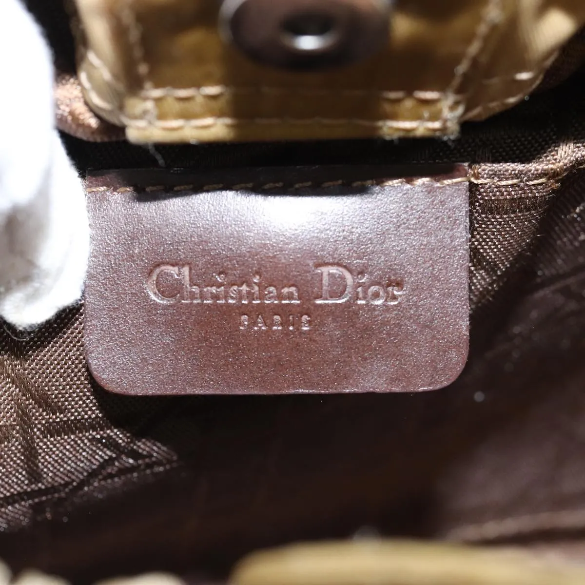 CHRISTIAN DIOR Maris Pearl Hand Bag Nylon Beige Auth 76363