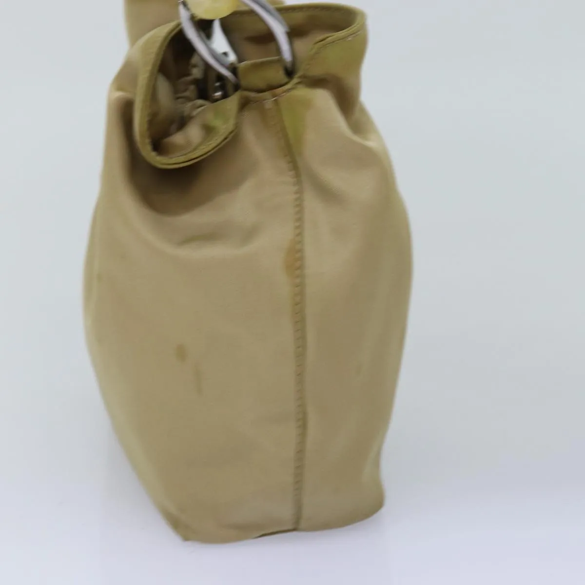 CHRISTIAN DIOR Maris Pearl Hand Bag Nylon Beige Auth 76363