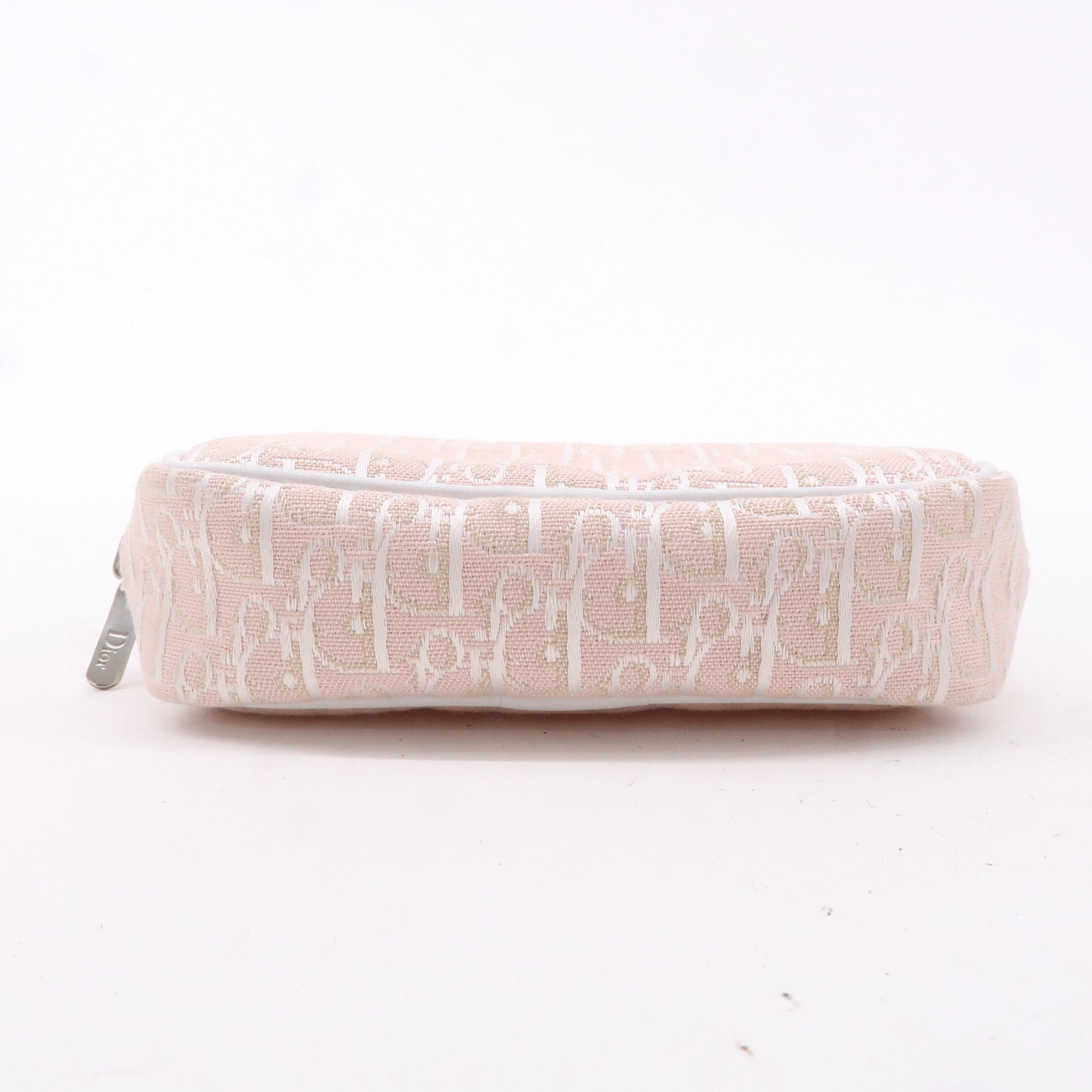 Christian Dior Trotter Canvas Leather Cosmetic Pouch White Pink