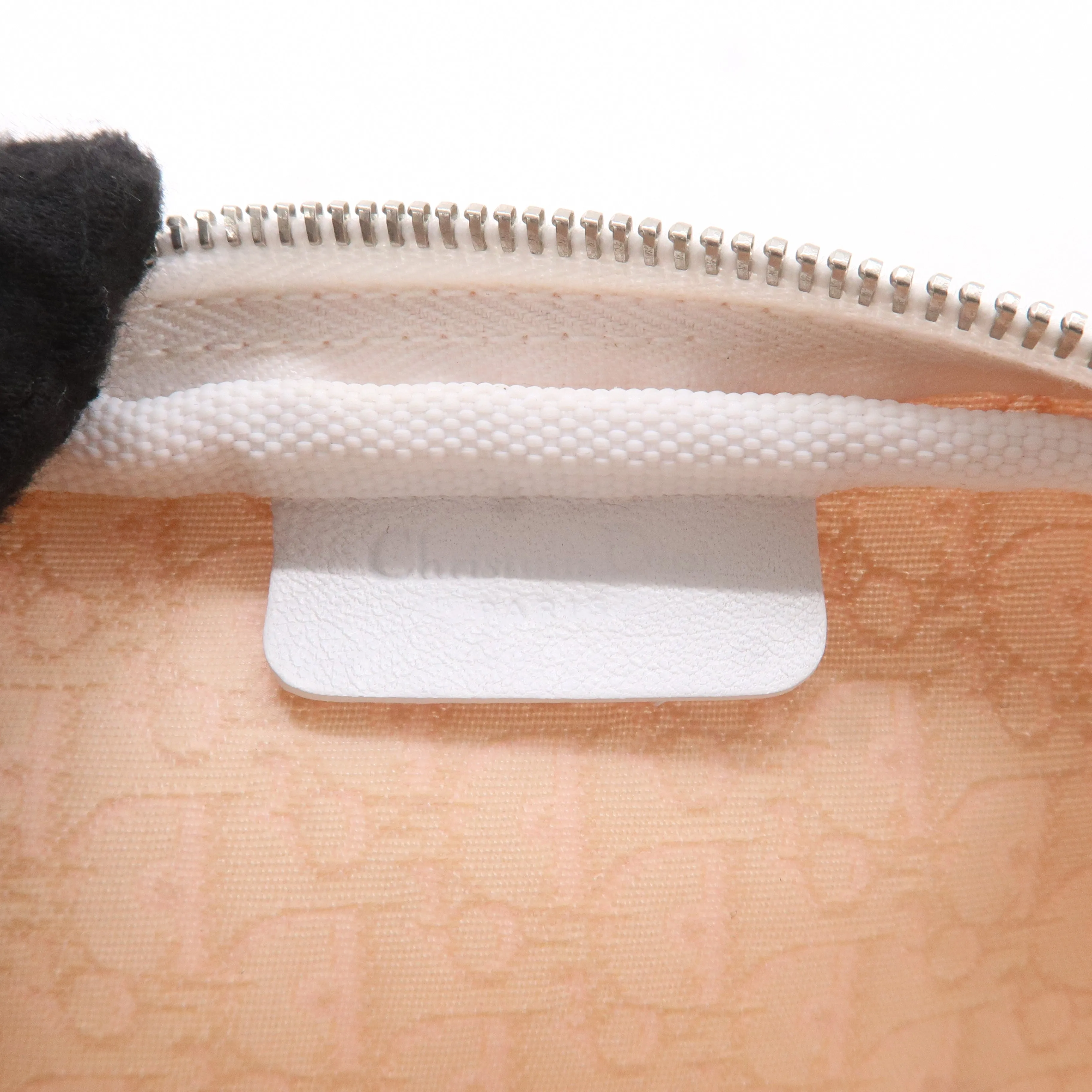 Christian Dior Trotter Canvas Leather Cosmetic Pouch White Pink