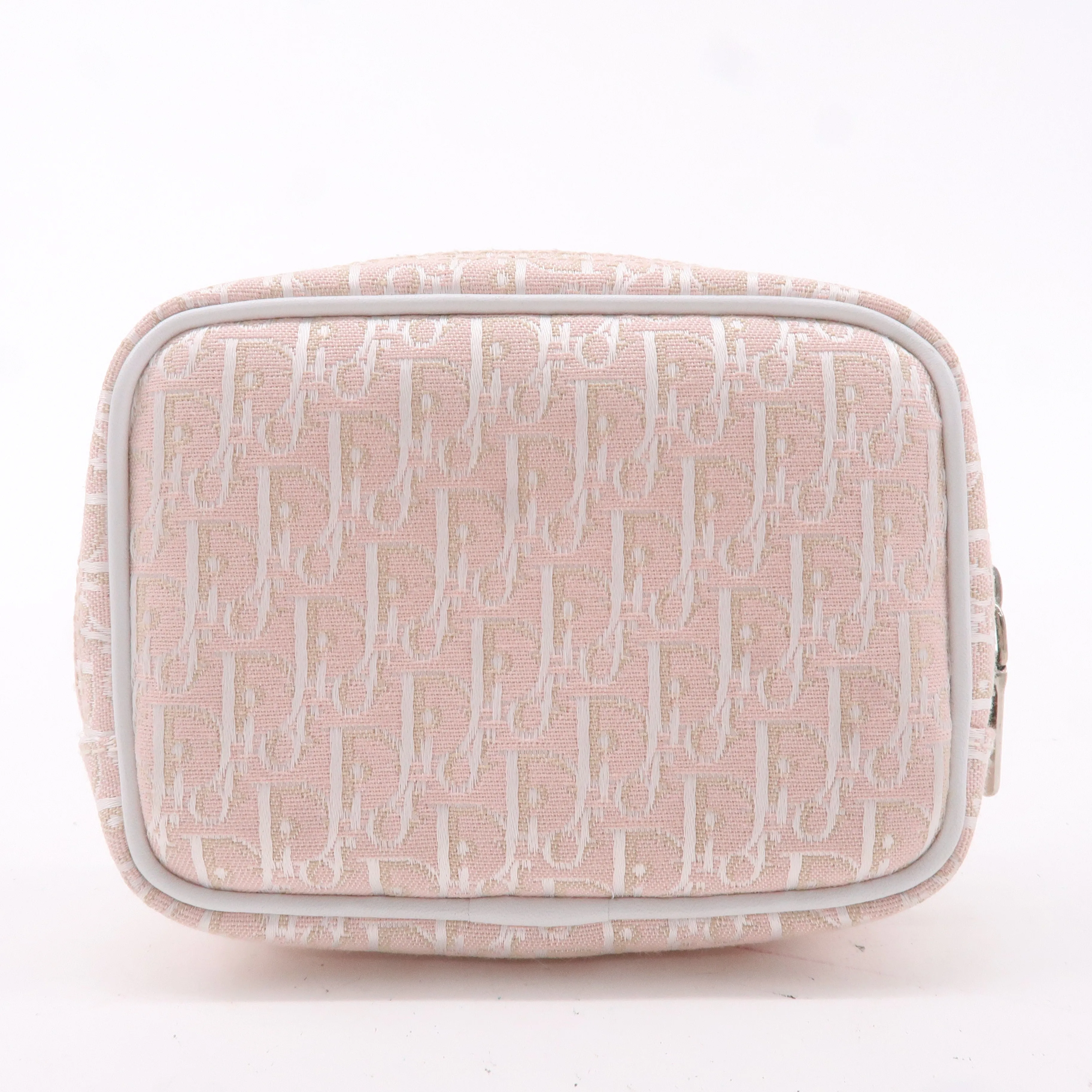 Christian Dior Trotter Canvas Leather Cosmetic Pouch White Pink