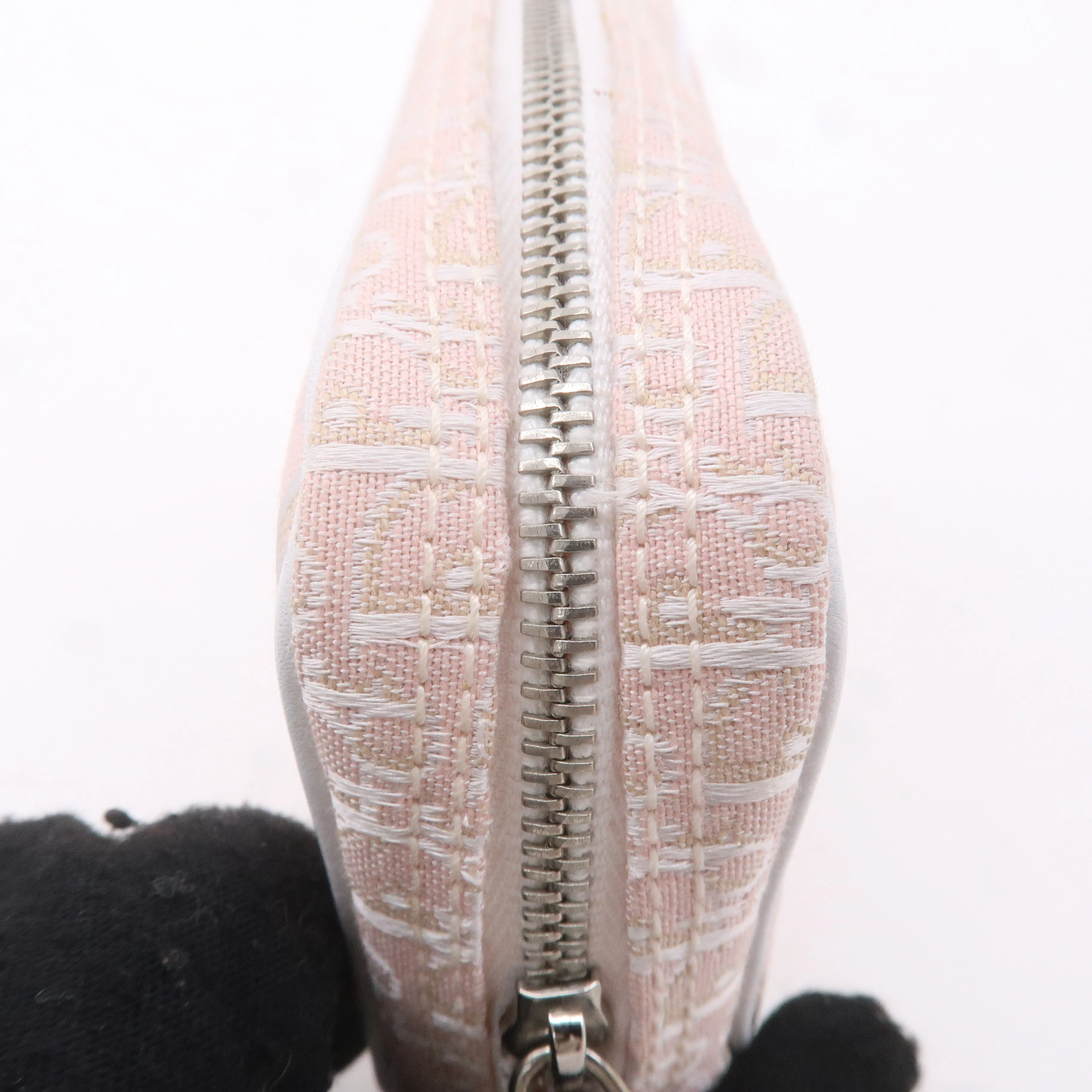Christian Dior Trotter Canvas Leather Cosmetic Pouch White Pink