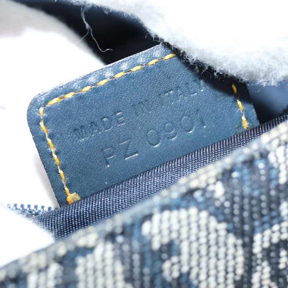 CHRISTIAN DIOR Trotter Canvas Maris Pearl Shoulder Bag Navy Auth 75455