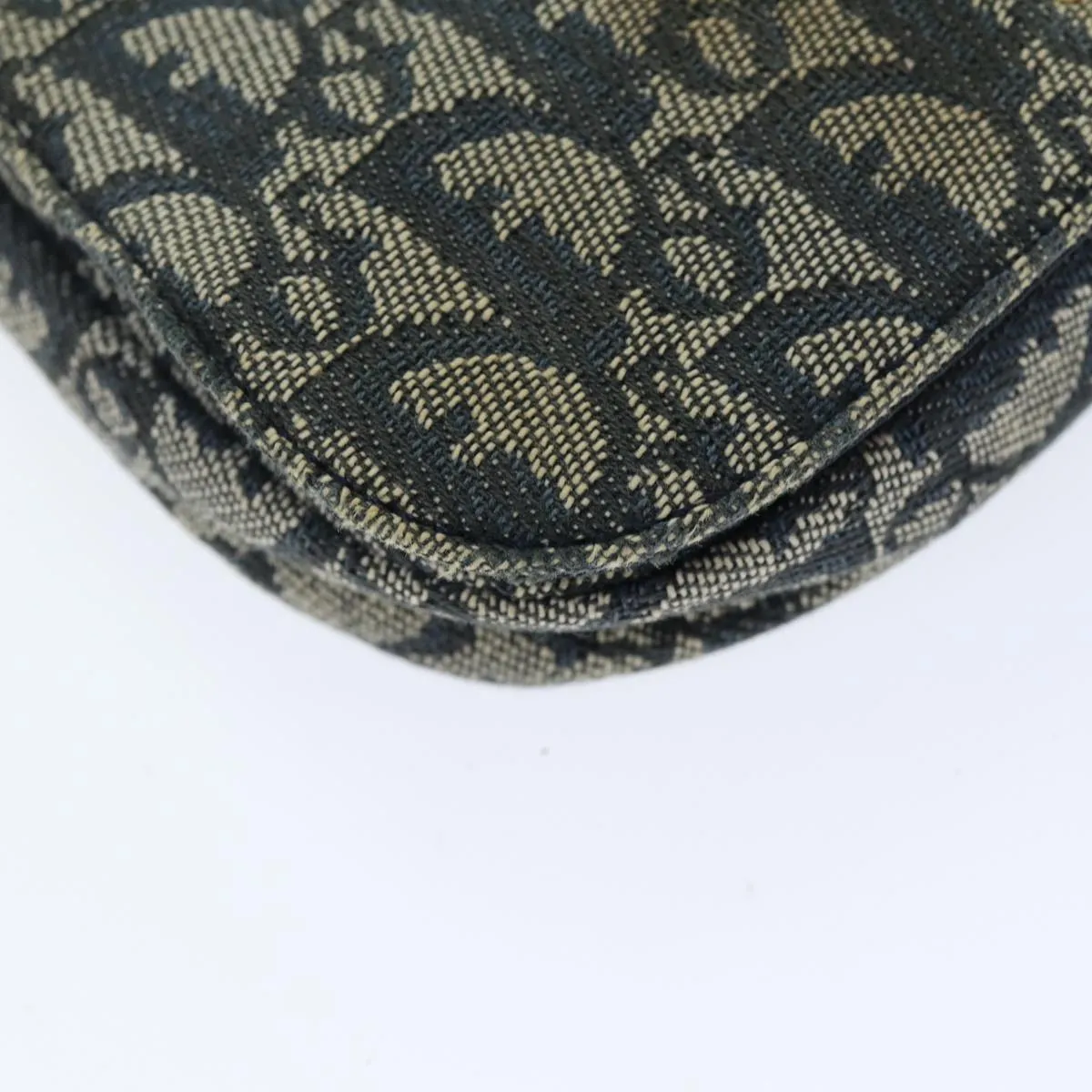 CHRISTIAN DIOR Trotter Canvas Maris Pearl Shoulder Bag Navy Auth 75455