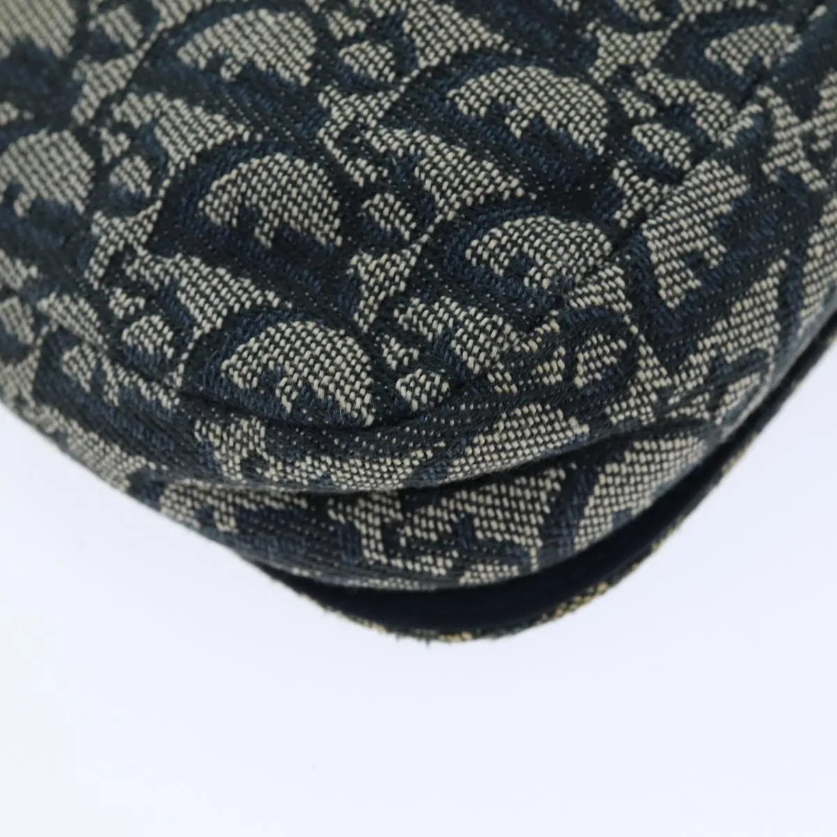 CHRISTIAN DIOR Trotter Canvas Maris Pearl Shoulder Bag Navy Auth 75455