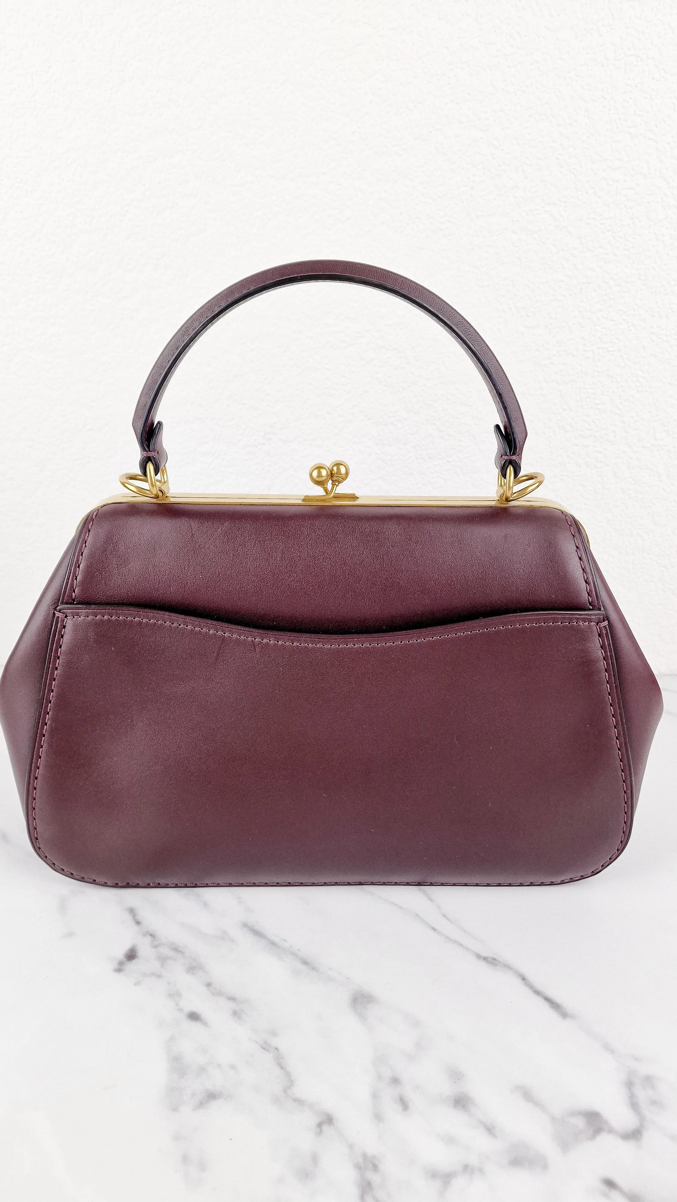 Coach 1941 Frame Bag with Kisslock in Oxblood Smooth Leather - Crossbody Handbag - Coach 68136