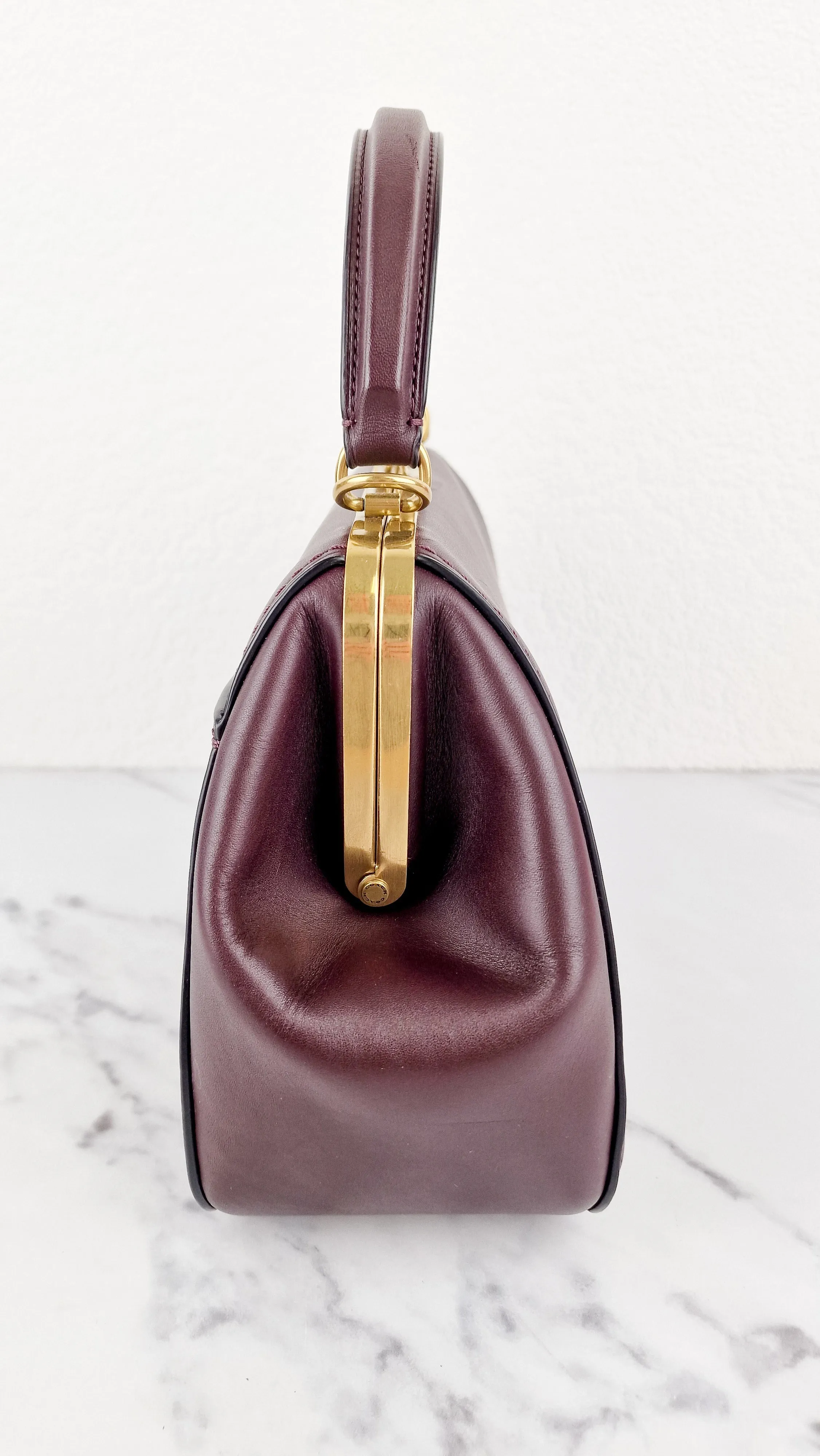 Coach 1941 Frame Bag with Kisslock in Oxblood Smooth Leather - Crossbody Handbag - Coach 68136