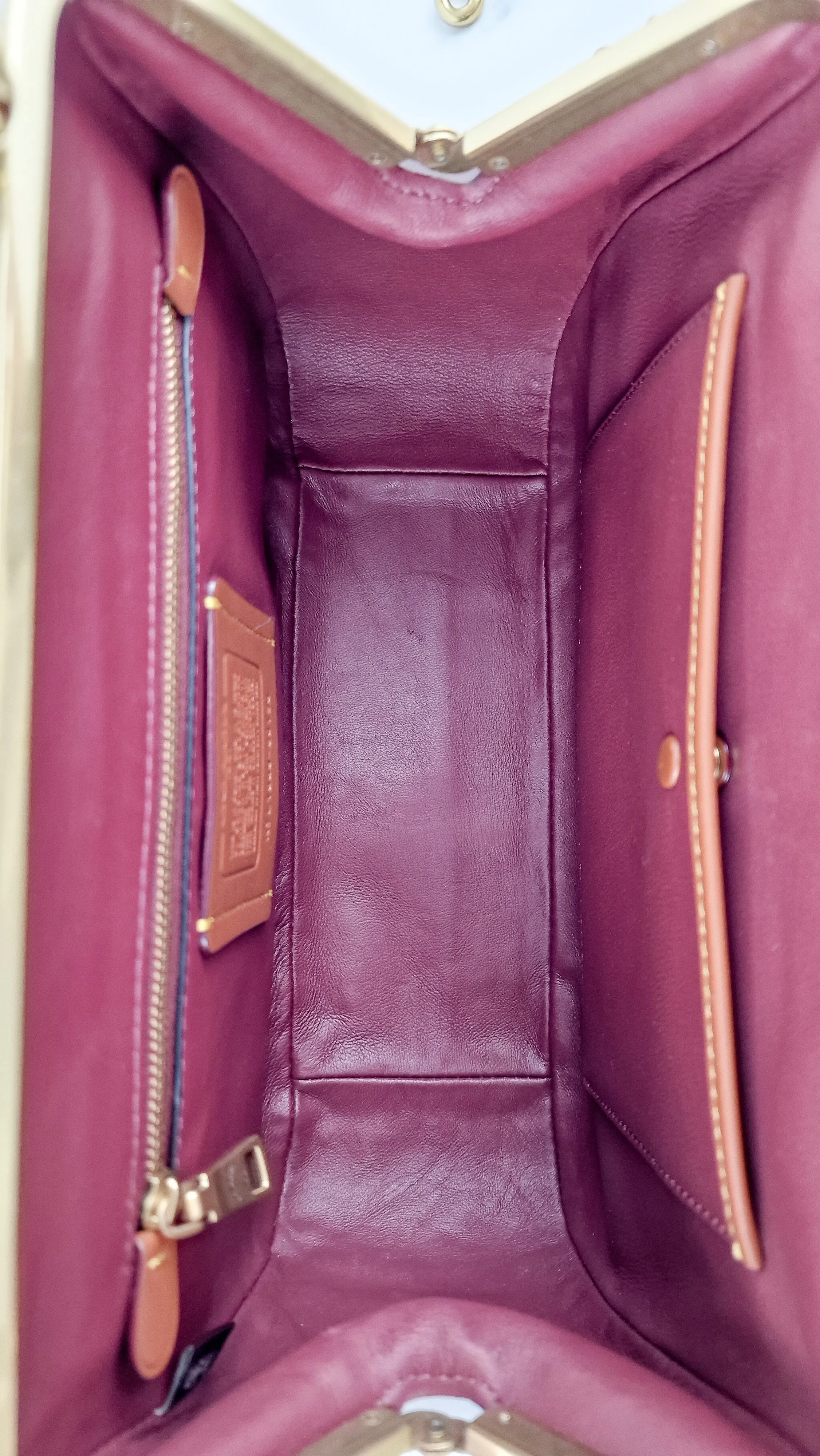 Coach 1941 Frame Bag with Kisslock in Oxblood Smooth Leather - Crossbody Handbag - Coach 68136