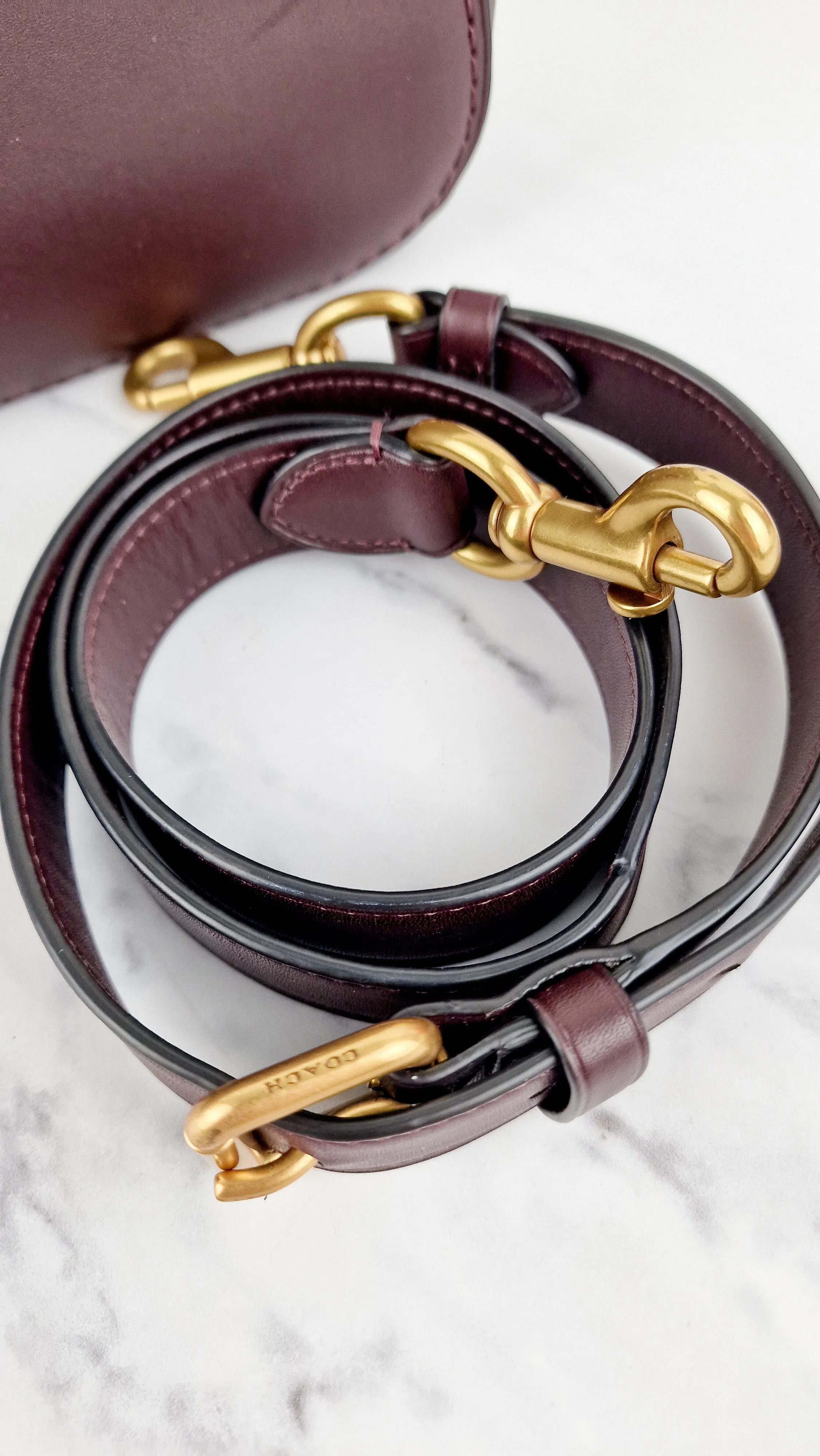 Coach 1941 Frame Bag with Kisslock in Oxblood Smooth Leather - Crossbody Handbag - Coach 68136
