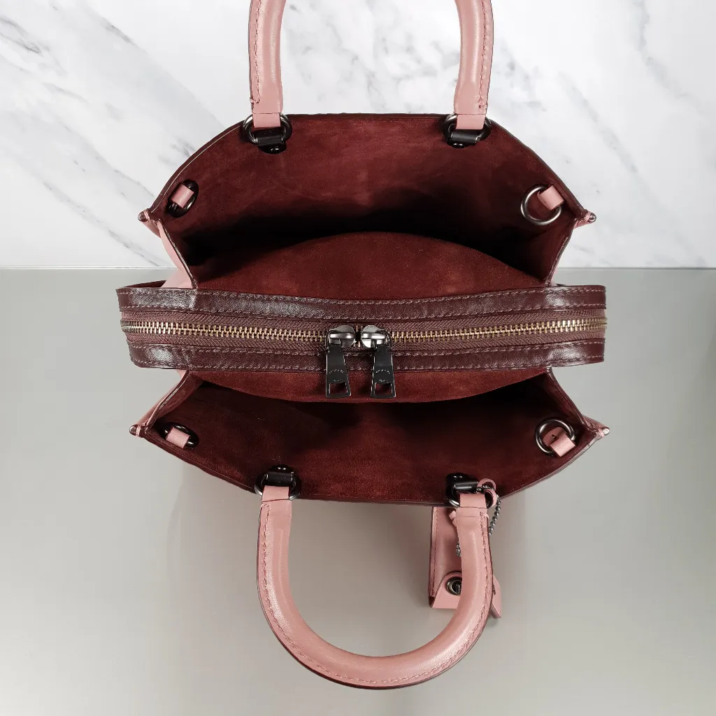 Coach 1941 Rogue 31 Dusty Rose Pink With Quilting & Rivets Ombre Chevrons Satchel Bag