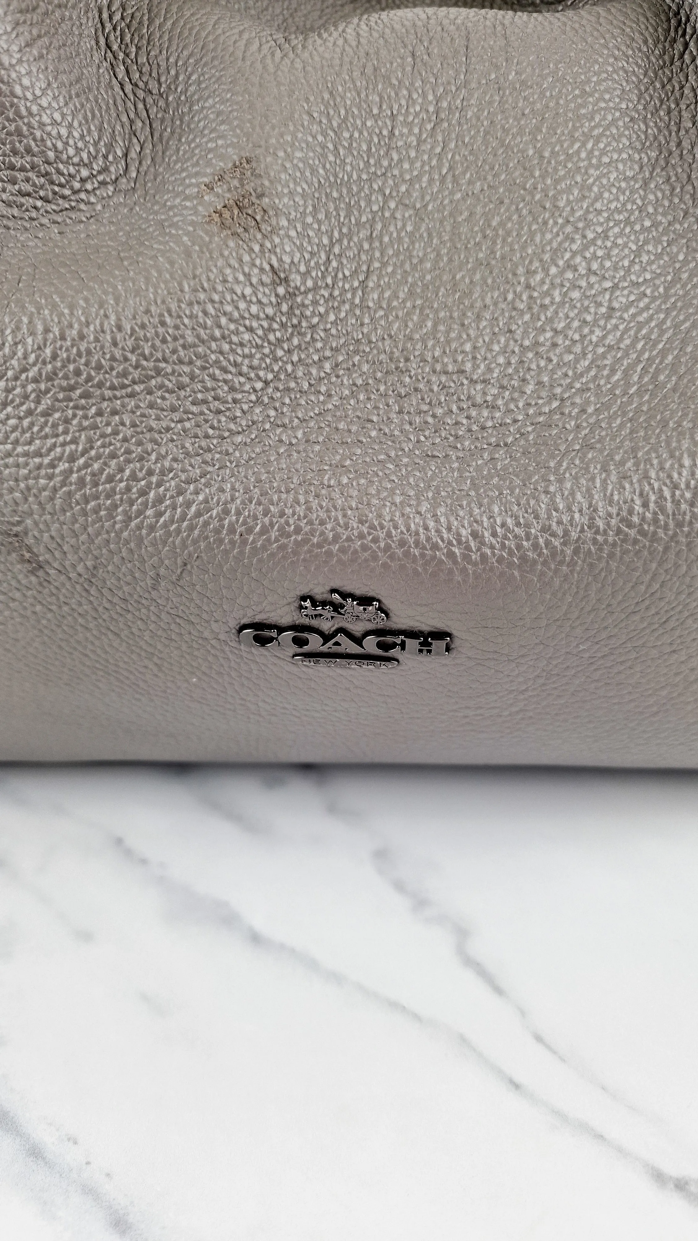 Coach Edie 31 Shoulder Bag in Grey Pebble Leather Handbag Coach 57125