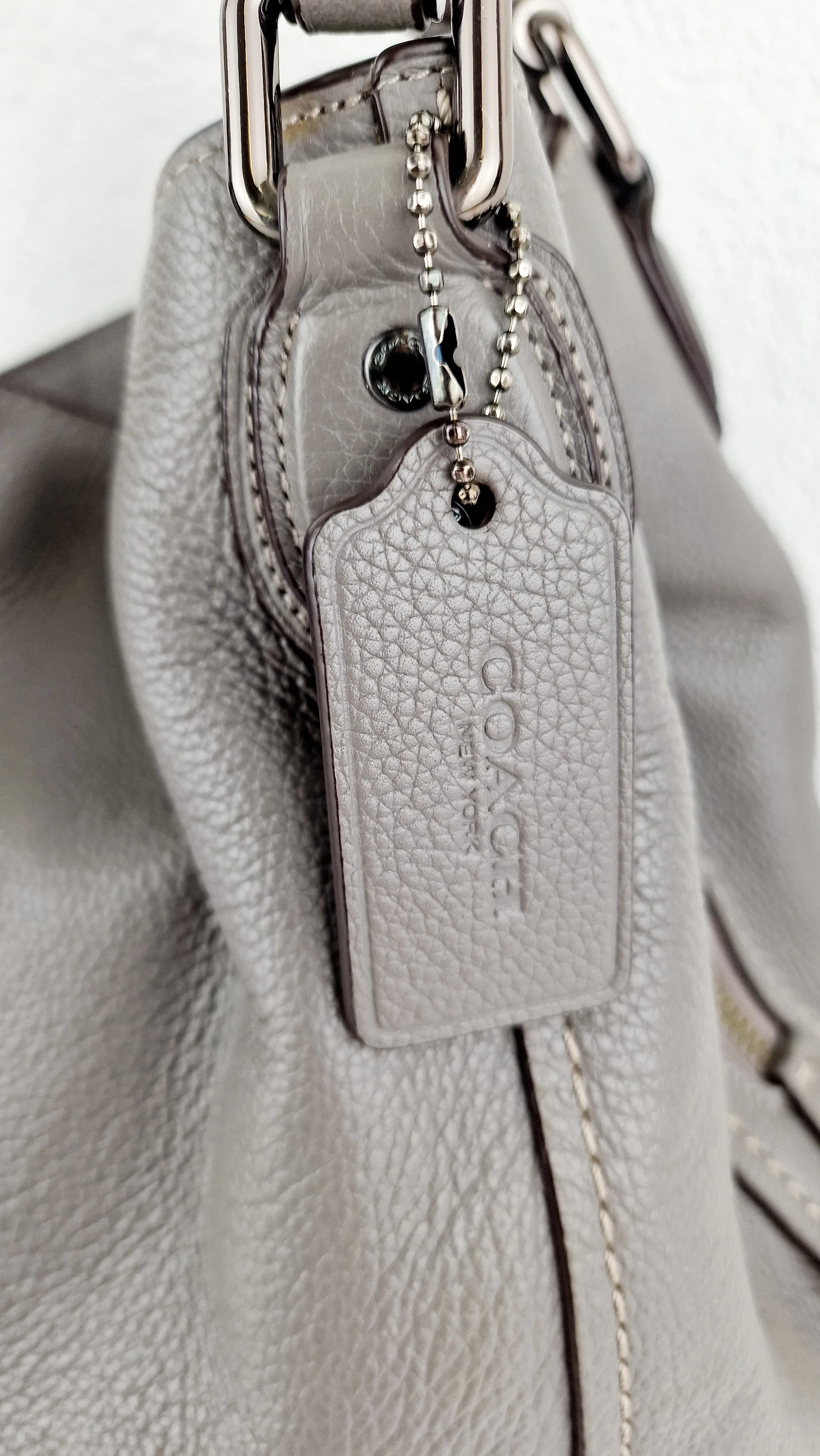 Coach Edie 31 Shoulder Bag in Grey Pebble Leather Handbag Coach 57125