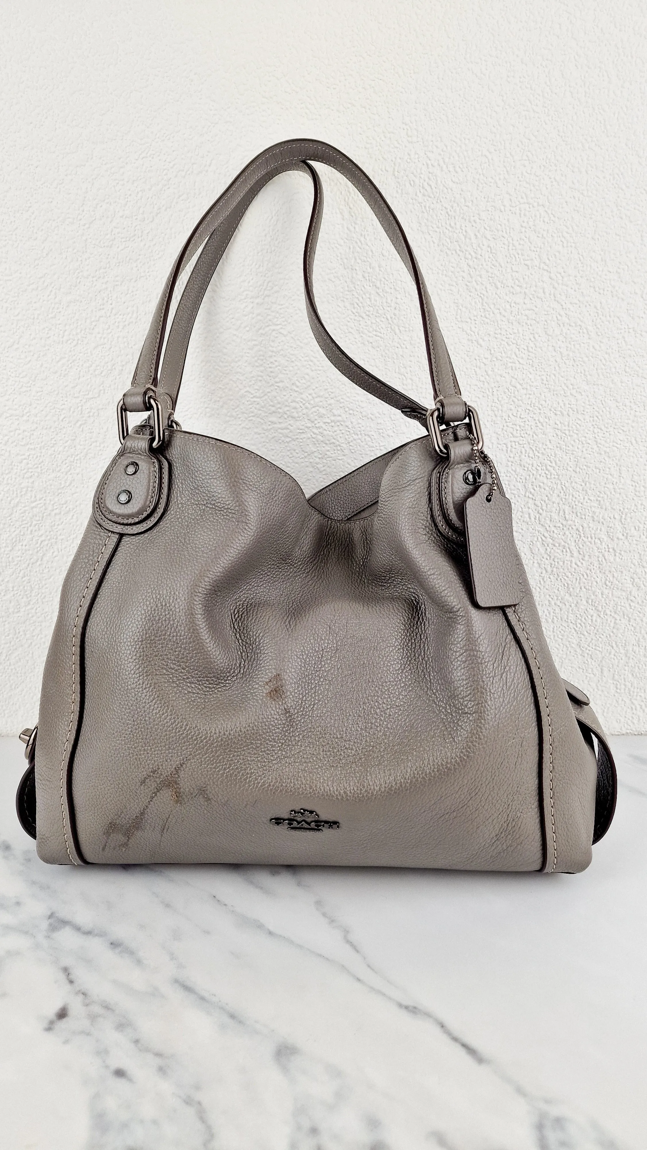 Coach Edie 31 Shoulder Bag in Grey Pebble Leather Handbag Coach 57125