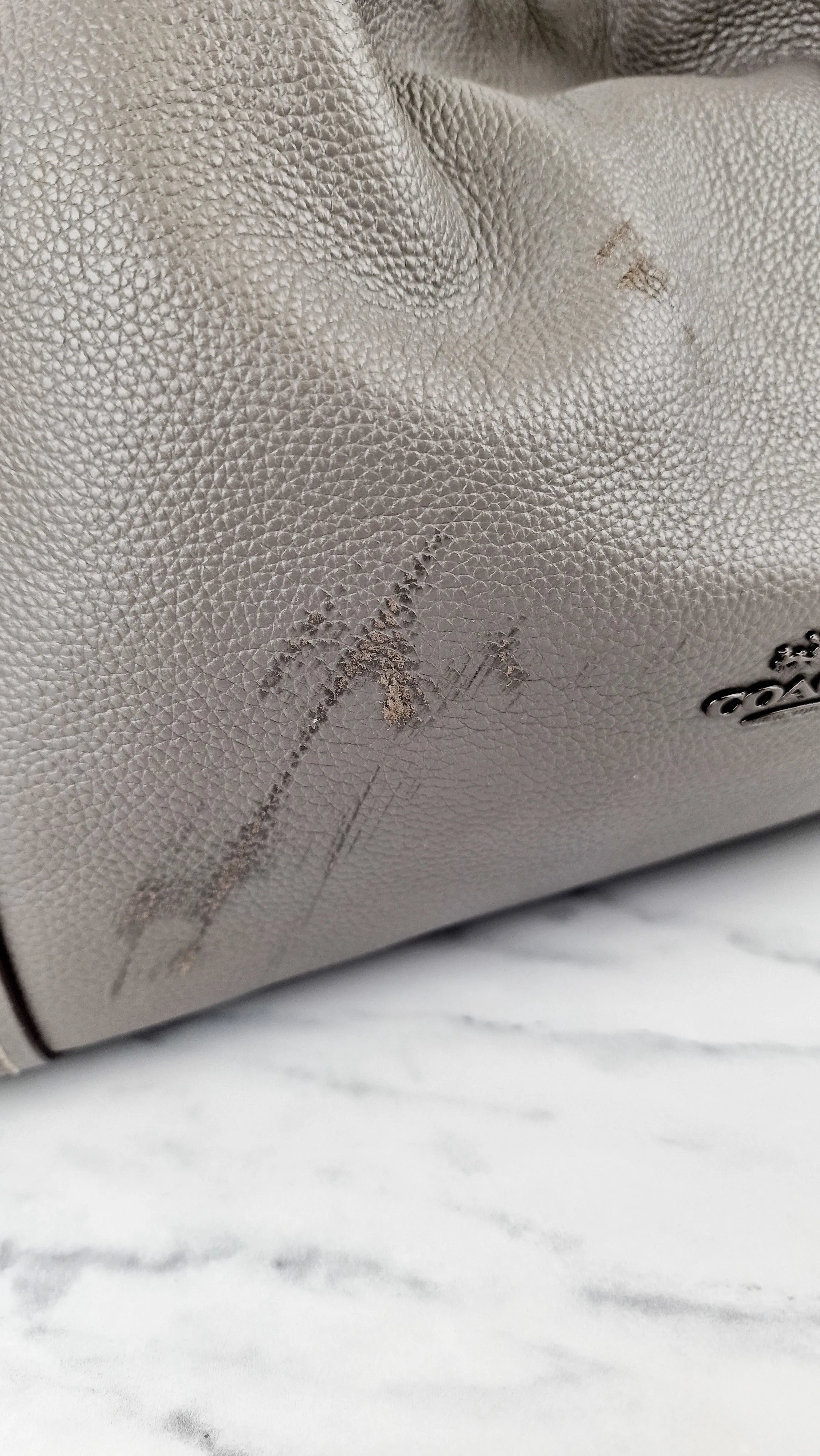 Coach Edie 31 Shoulder Bag in Grey Pebble Leather Handbag Coach 57125