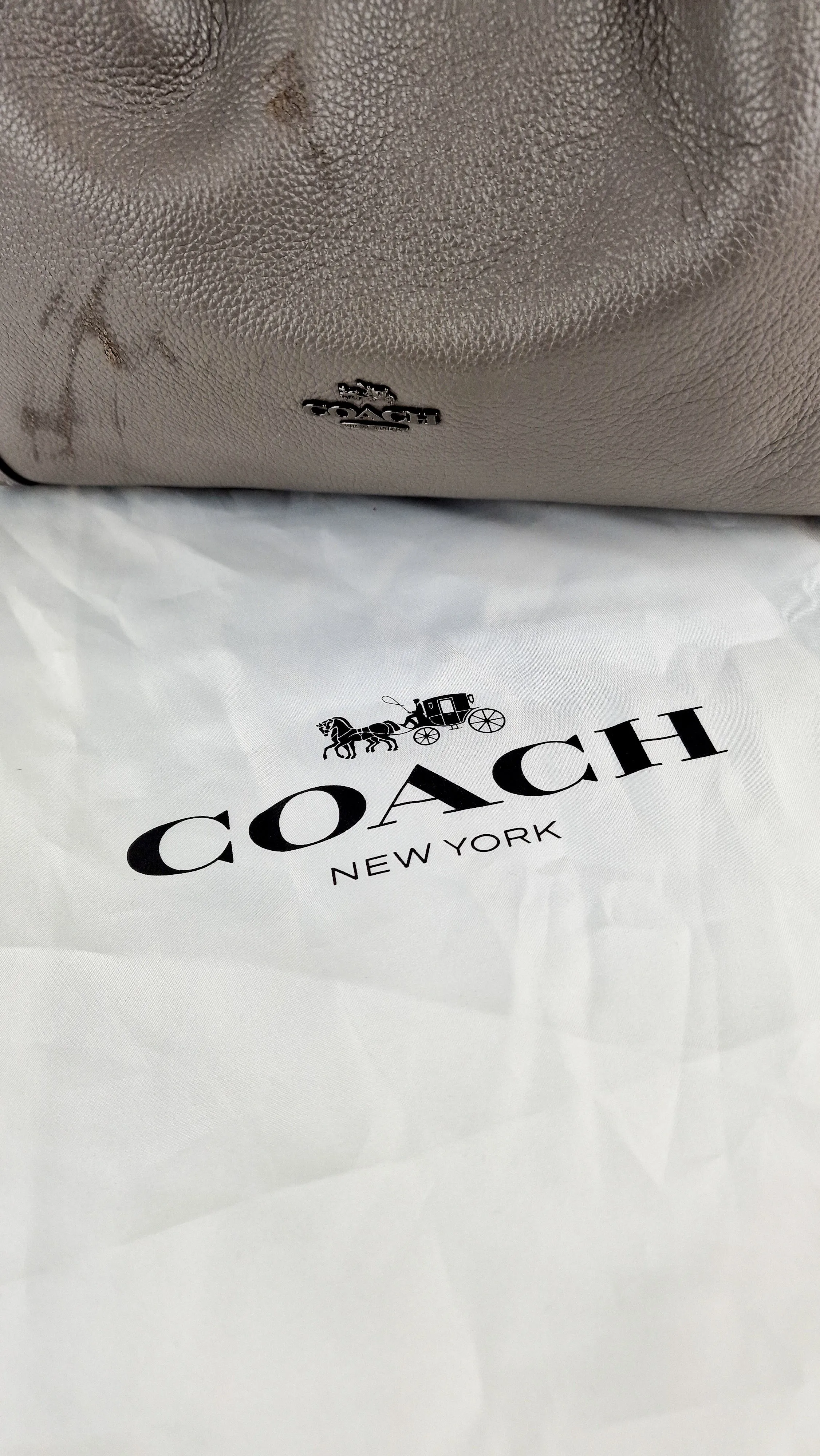 Coach Edie 31 Shoulder Bag in Grey Pebble Leather Handbag Coach 57125