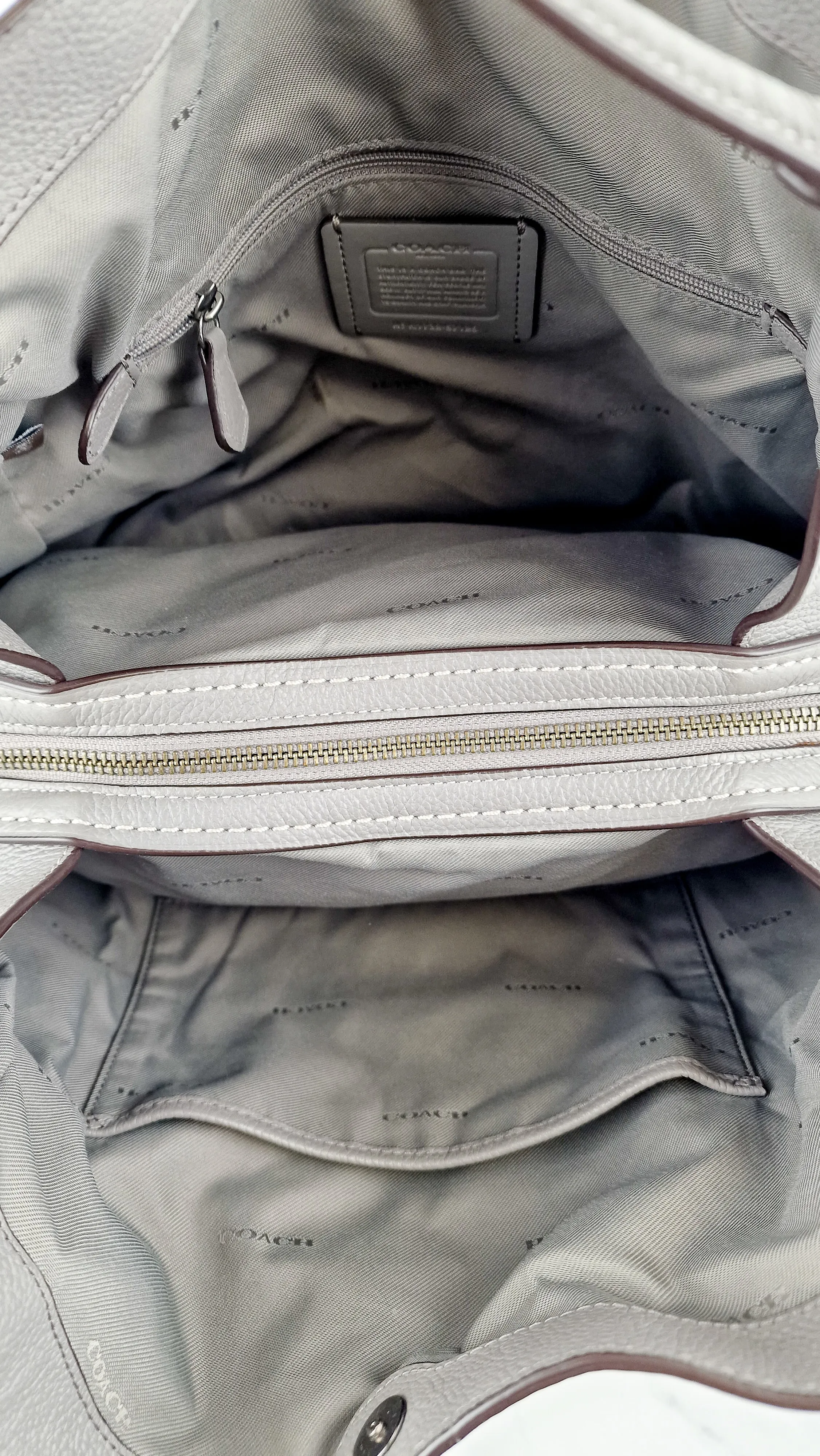 Coach Edie 31 Shoulder Bag in Grey Pebble Leather Handbag Coach 57125