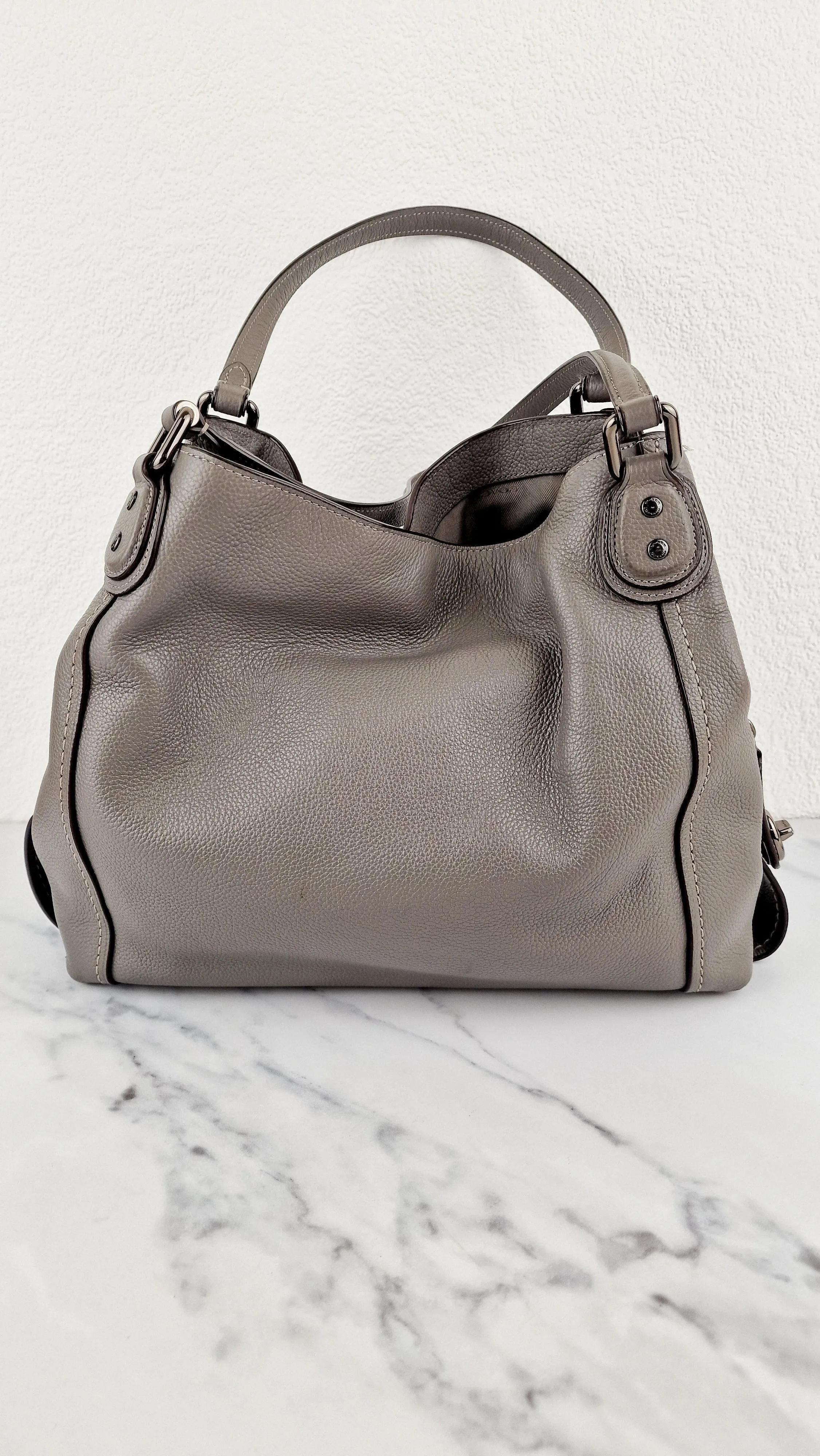 Coach Edie 31 Shoulder Bag in Grey Pebble Leather Handbag Coach 57125