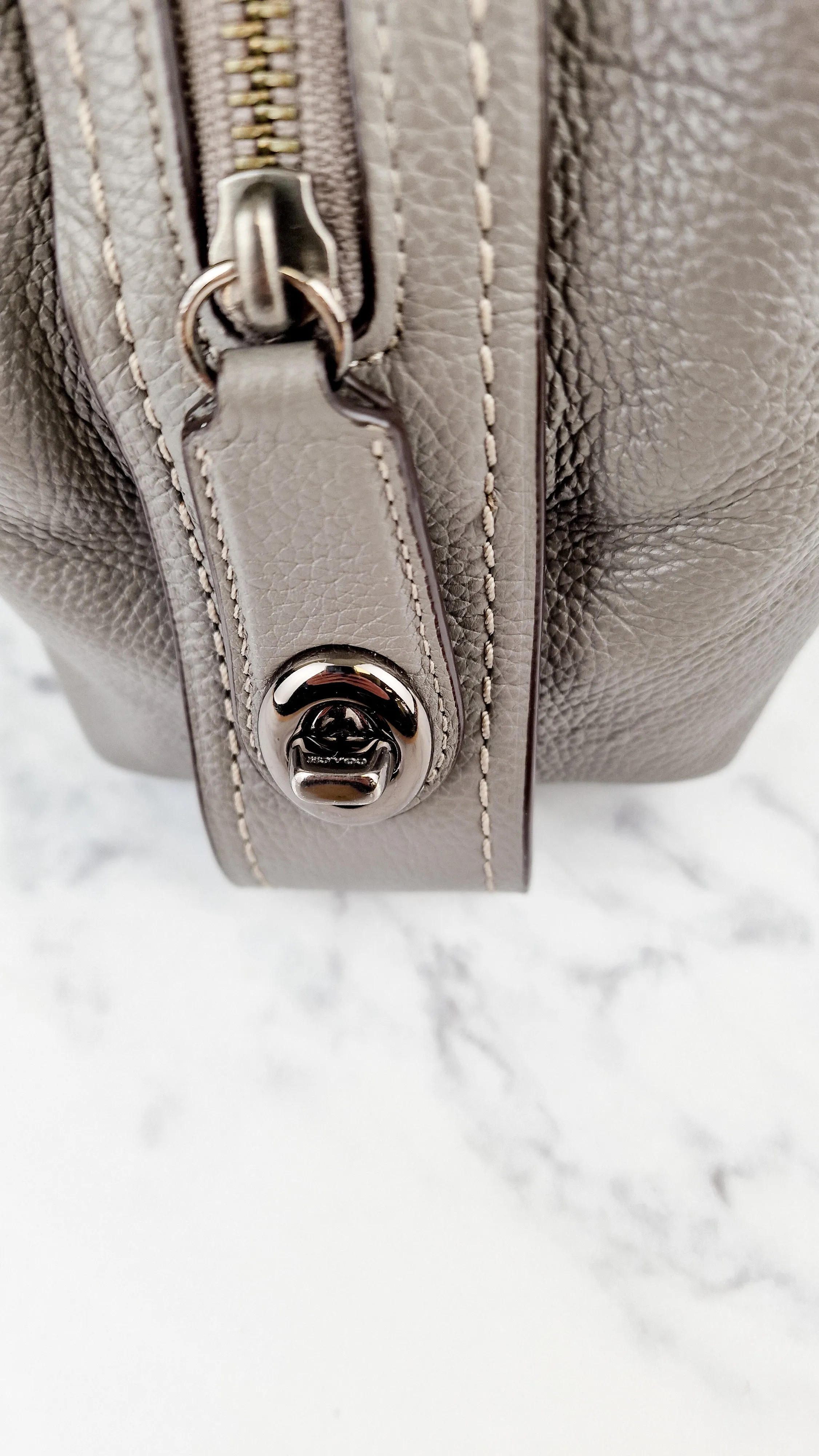 Coach Edie 31 Shoulder Bag in Grey Pebble Leather Handbag Coach 57125